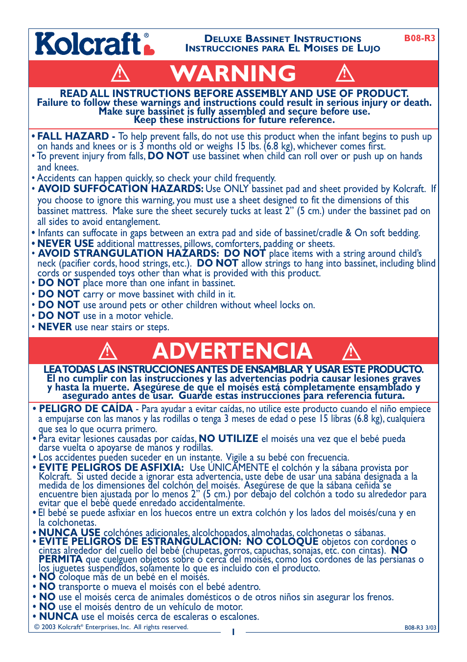 Kolcraft B08-R3 User Manual | 7 pages