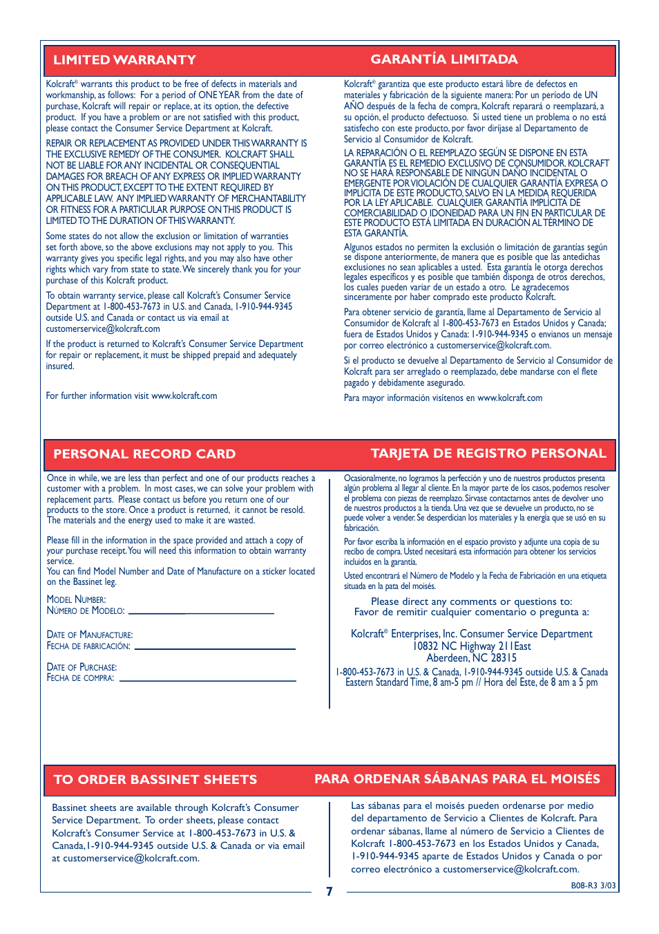 Kolcraft B08-R3 User Manual | Page 7 / 7