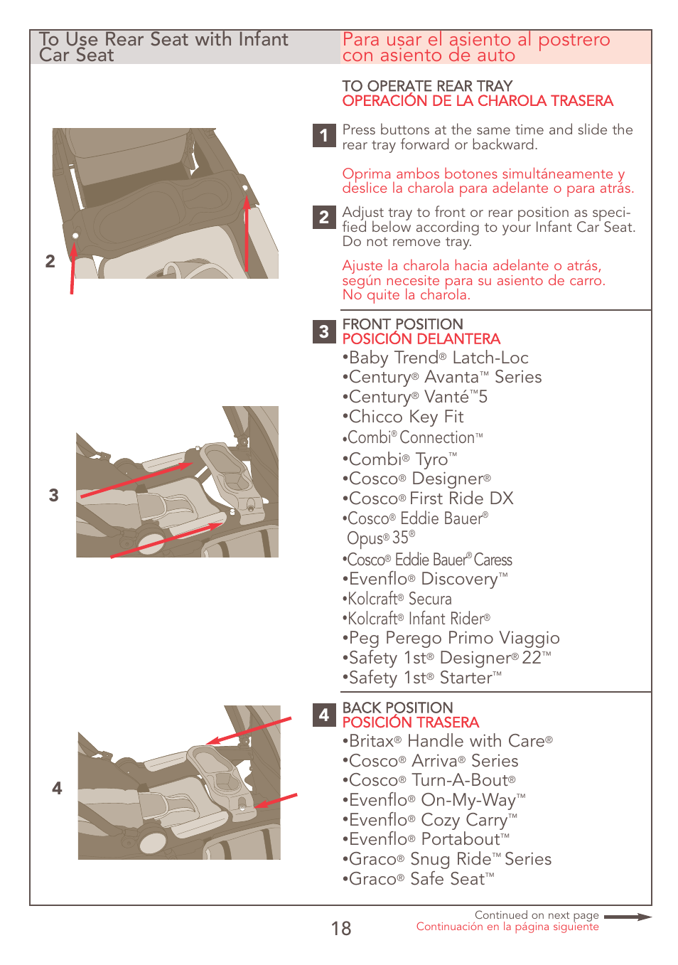 Baby trend, Latch-loc, Century | Avanta, Series, Vanté, Chicco key fit, Combi, Connection, Tyro | Kolcraft S47J-R7 User Manual | Page 18 / 26