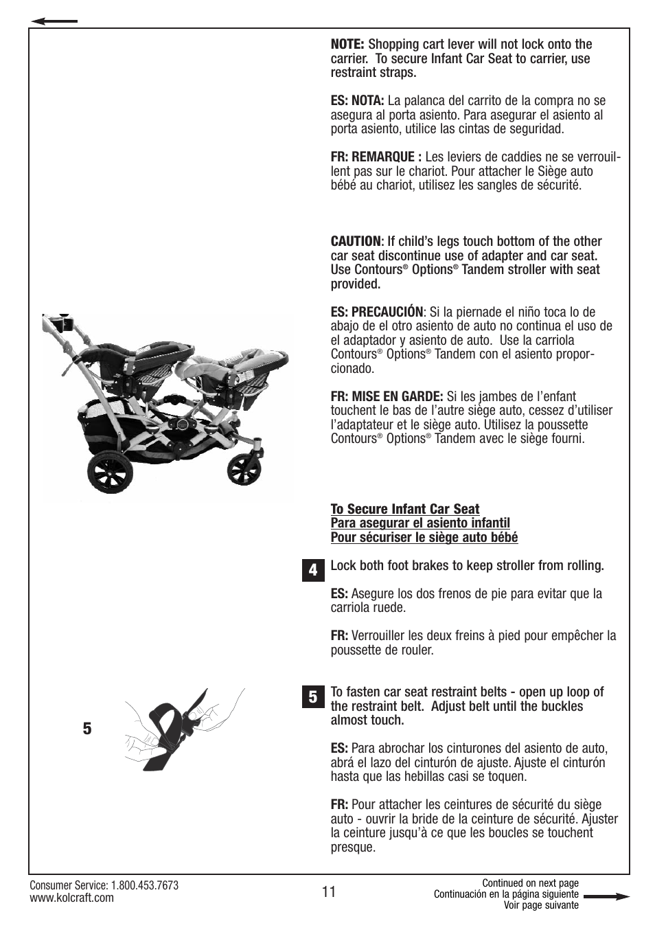 Kolcraft CONTOURS S75-T-R1 11/10 User Manual | Page 11 / 20