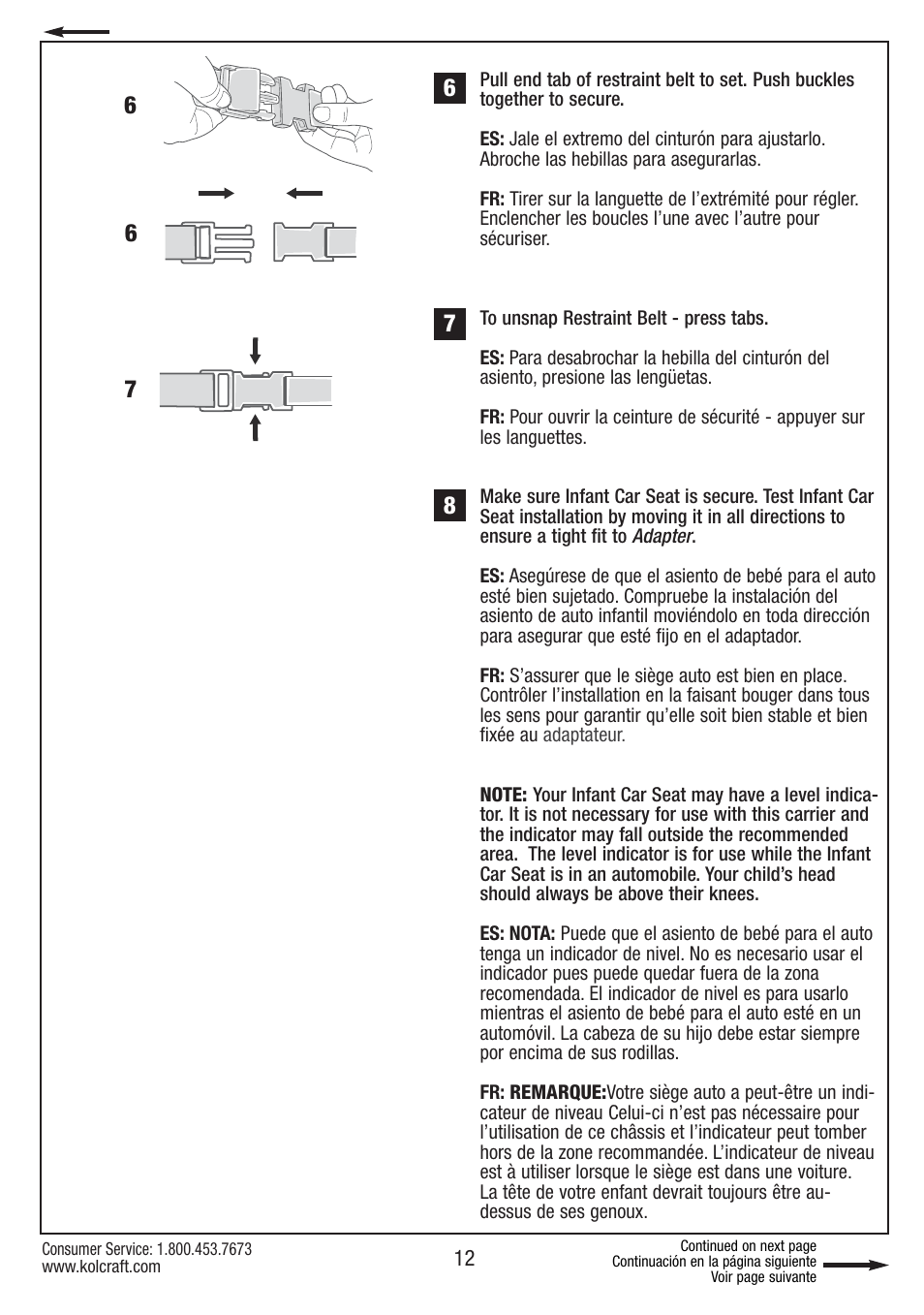 Kolcraft CONTOURS S75-T-R1 11/10 User Manual | Page 12 / 20
