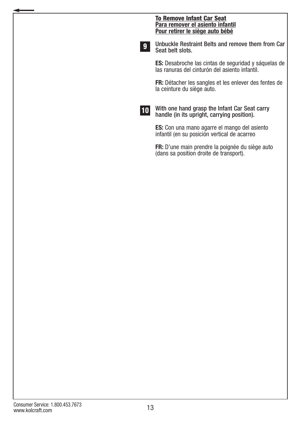 Kolcraft CONTOURS S75-T-R1 11/10 User Manual | Page 13 / 20