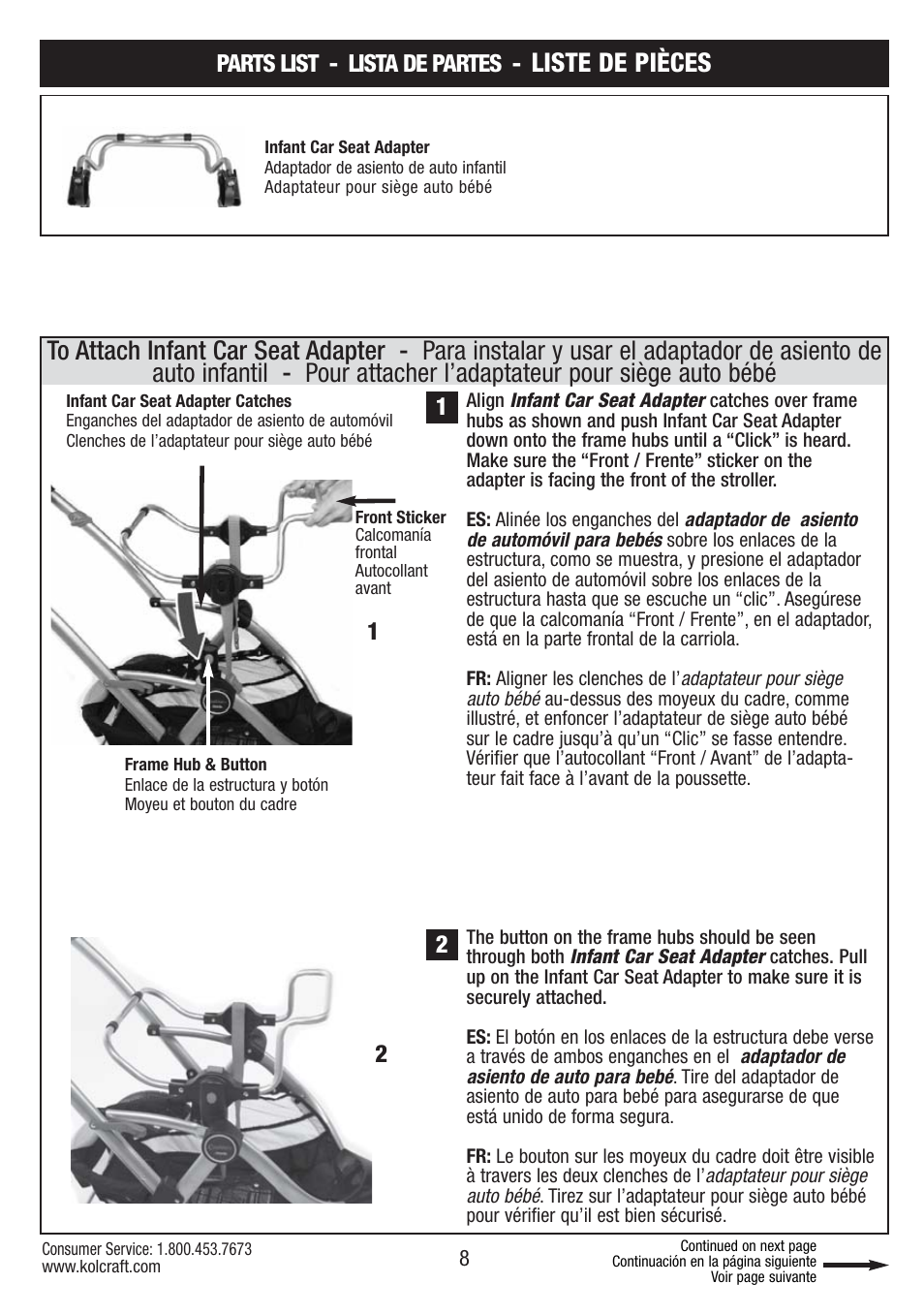 Liste de pièces, Parts list - lista de partes | Kolcraft CONTOURS S75-T-R1 11/10 User Manual | Page 8 / 20