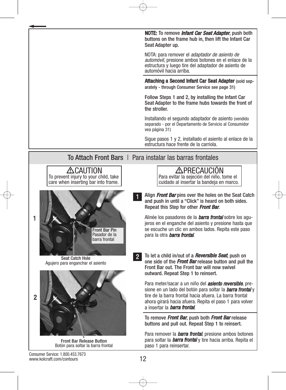 Ƽcaution, Ƽprecaución | Kolcraft S82-R3 User Manual | Page 12 / 32