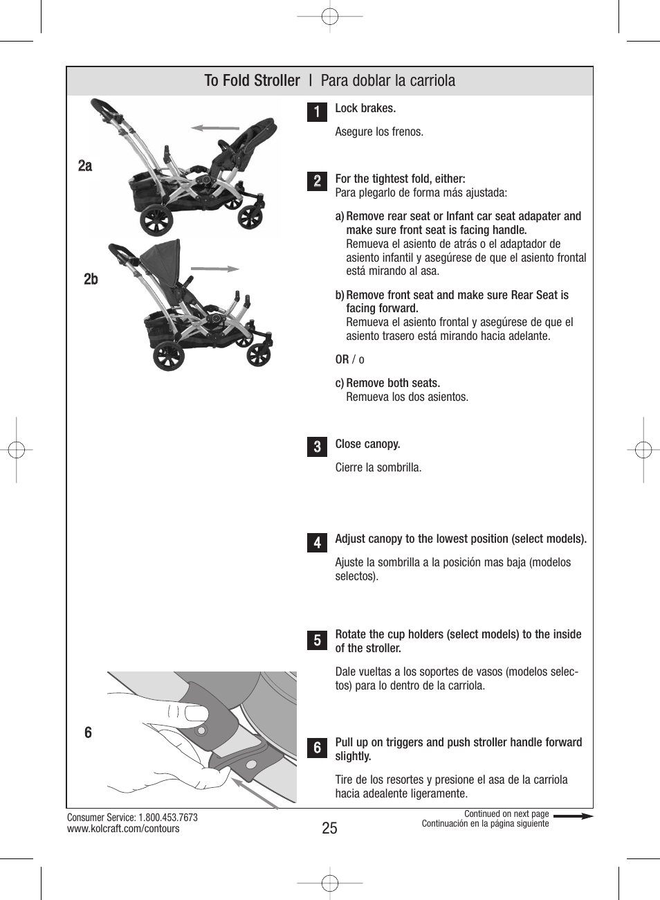 25 to fold stroller | para doblar la carriola | Kolcraft S82-R3 User Manual | Page 25 / 32