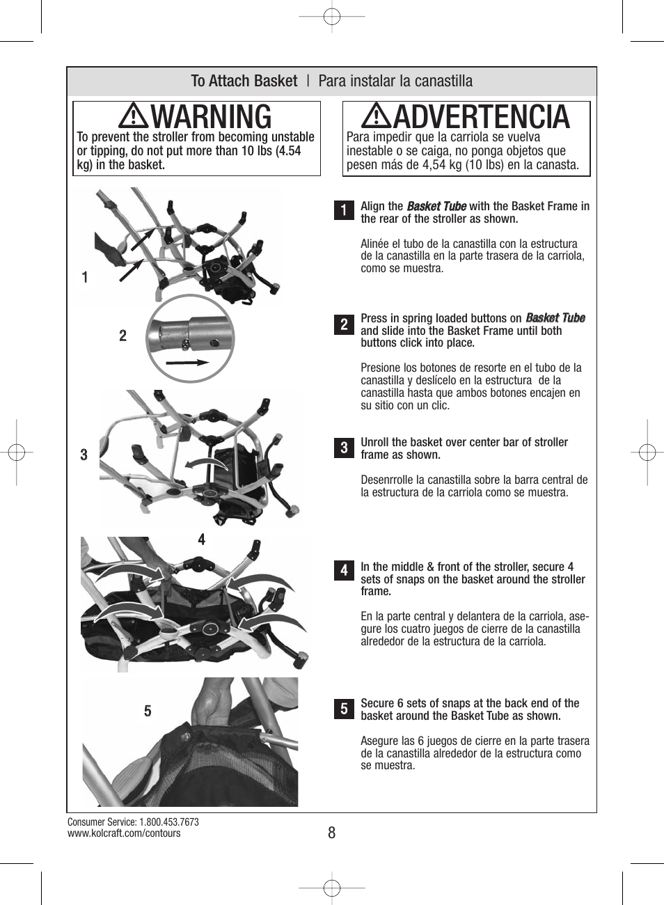 Ƽwarning, Ƽadvertencia | Kolcraft S82-R3 User Manual | Page 8 / 32