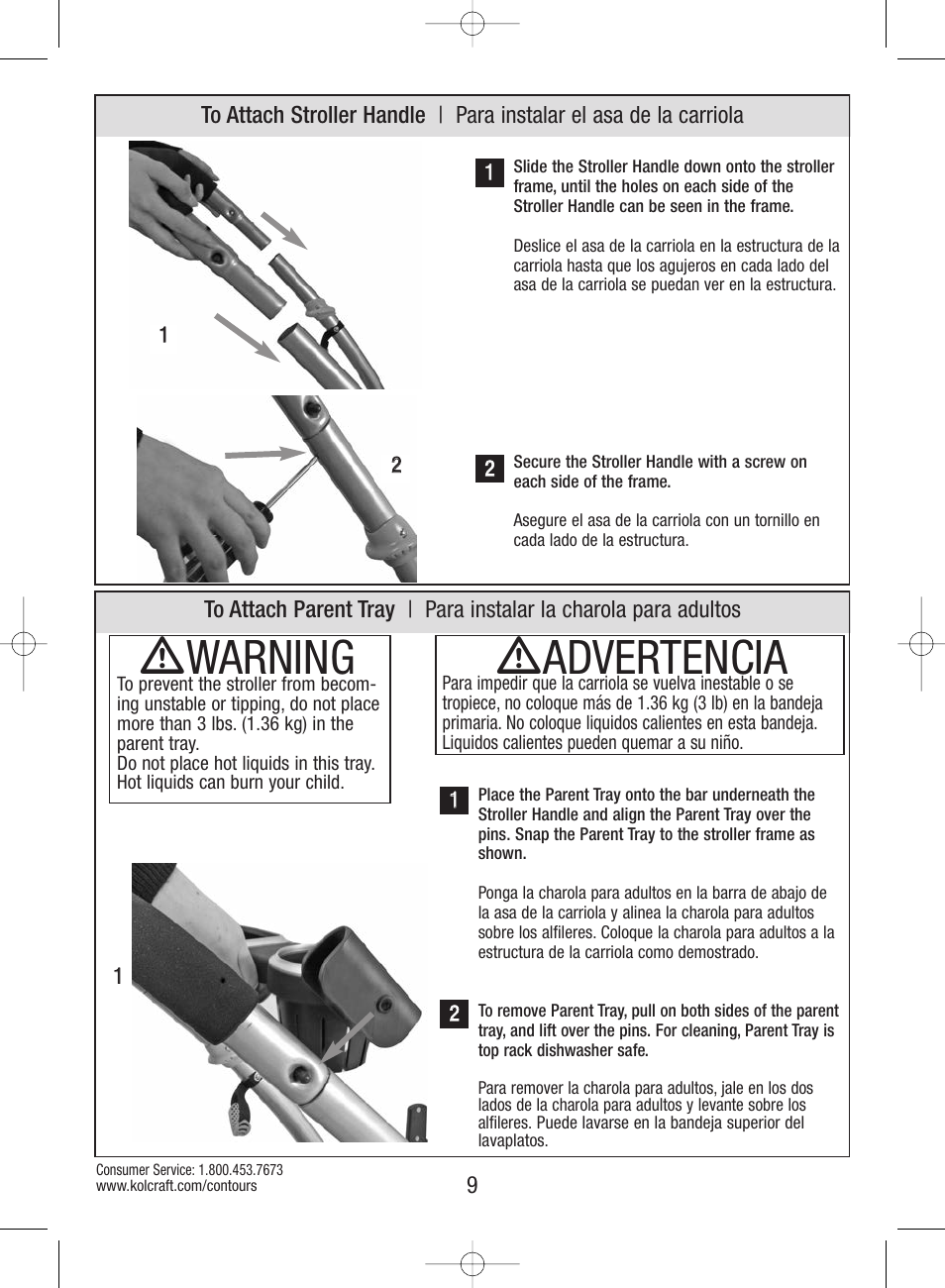 Ƽadvertencia, Ƽwarning | Kolcraft S82-R3 User Manual | Page 9 / 32