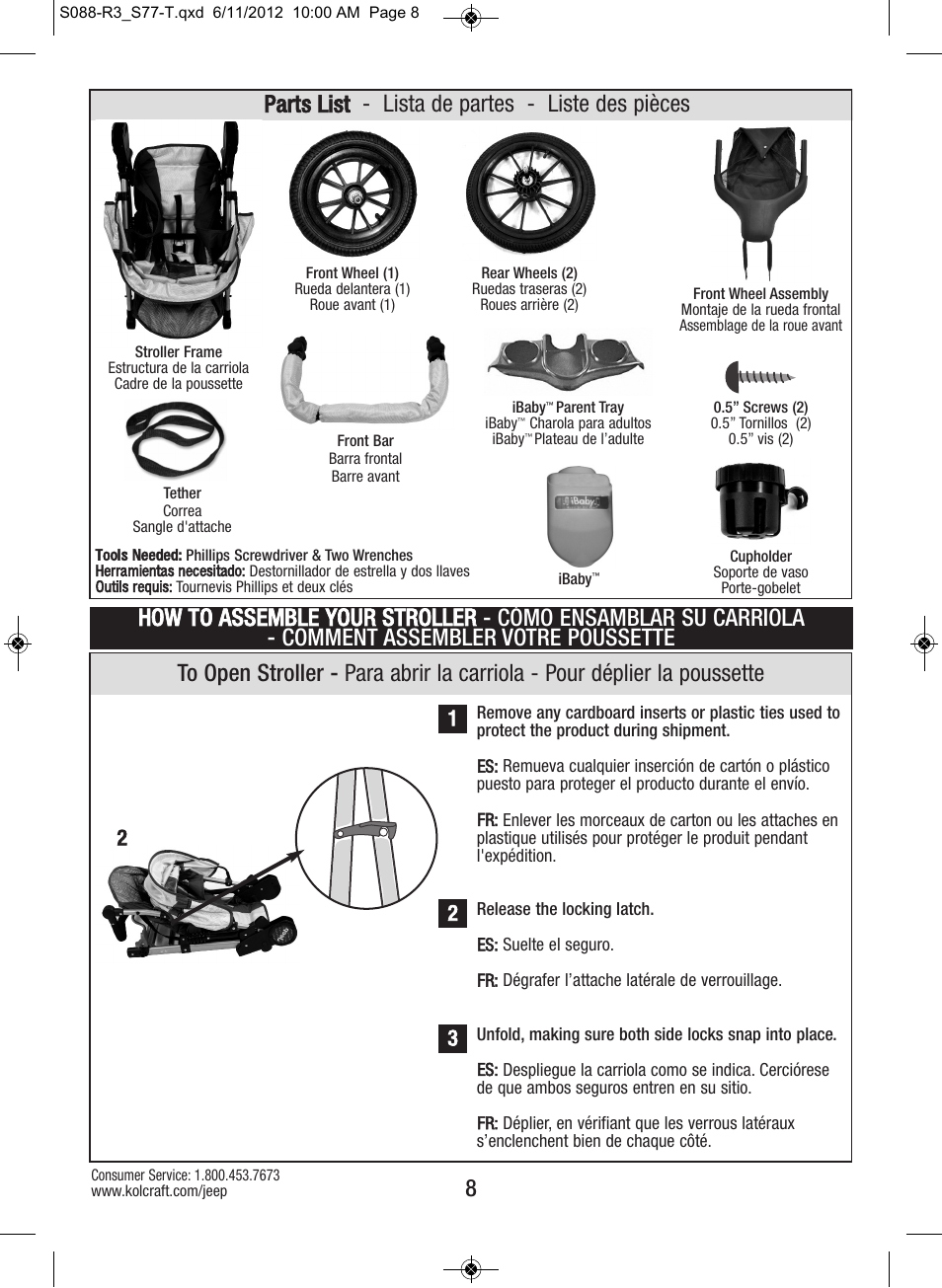 Parts list - lista de partes - liste des pièces 8 | Kolcraft S088-R3 User Manual | Page 8 / 32