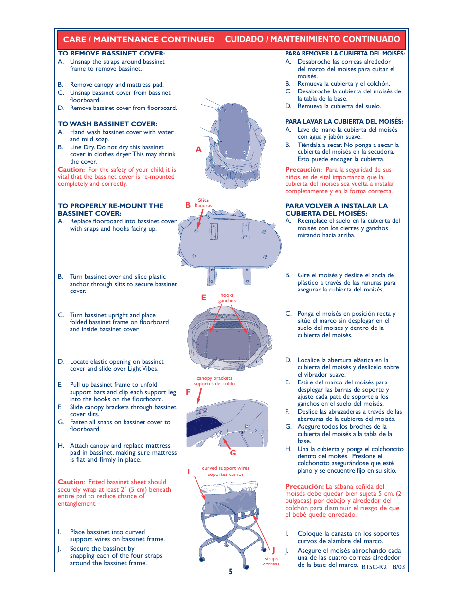 Cuidado / mantenimiento continuado | Kolcraft B15C-R2 User Manual | Page 5 / 6