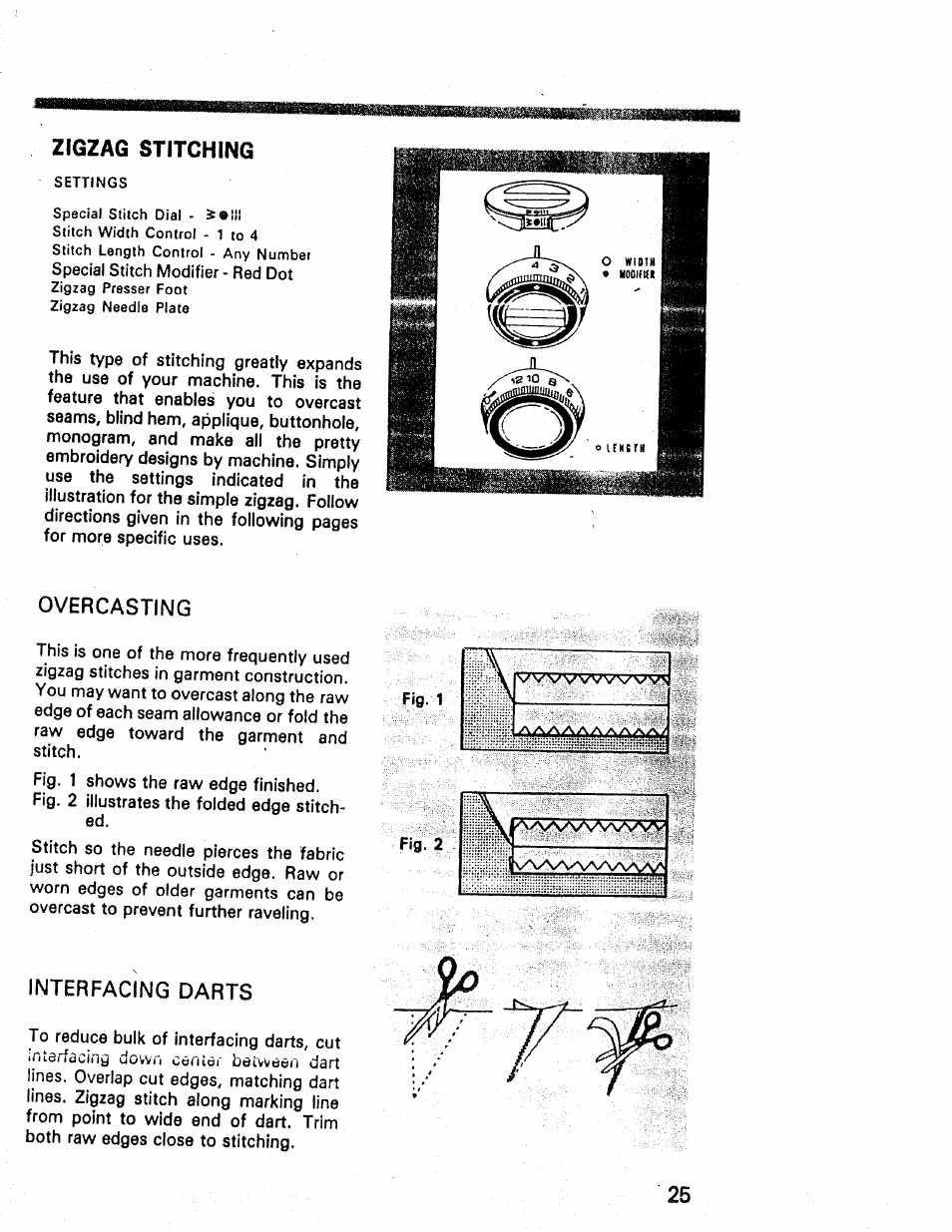 Overcasting, Interfacing darts | Kenmore 1660 User Manual | Page 26 / 51