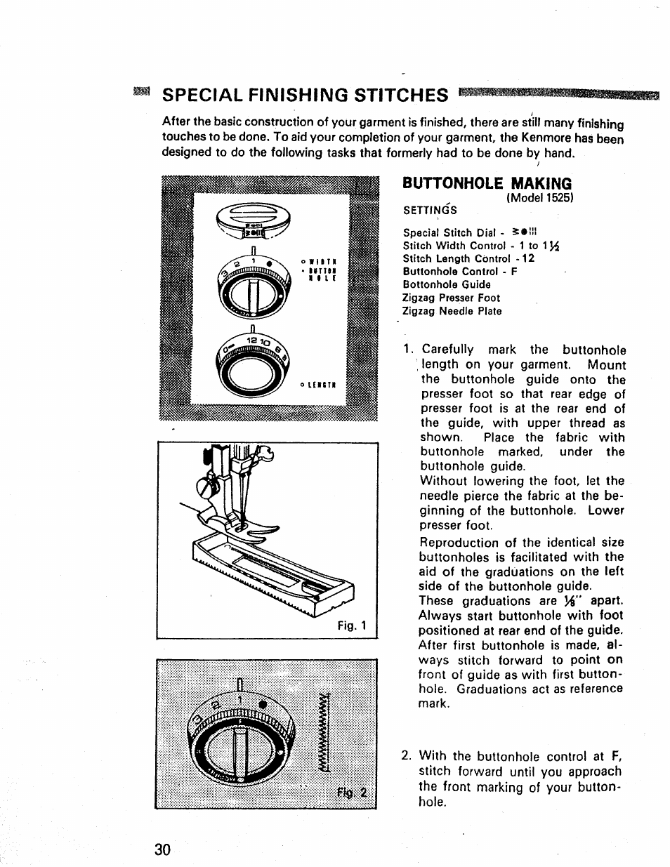 Buttonhole making, Special finishing stitches | Kenmore 1660 User Manual | Page 31 / 51