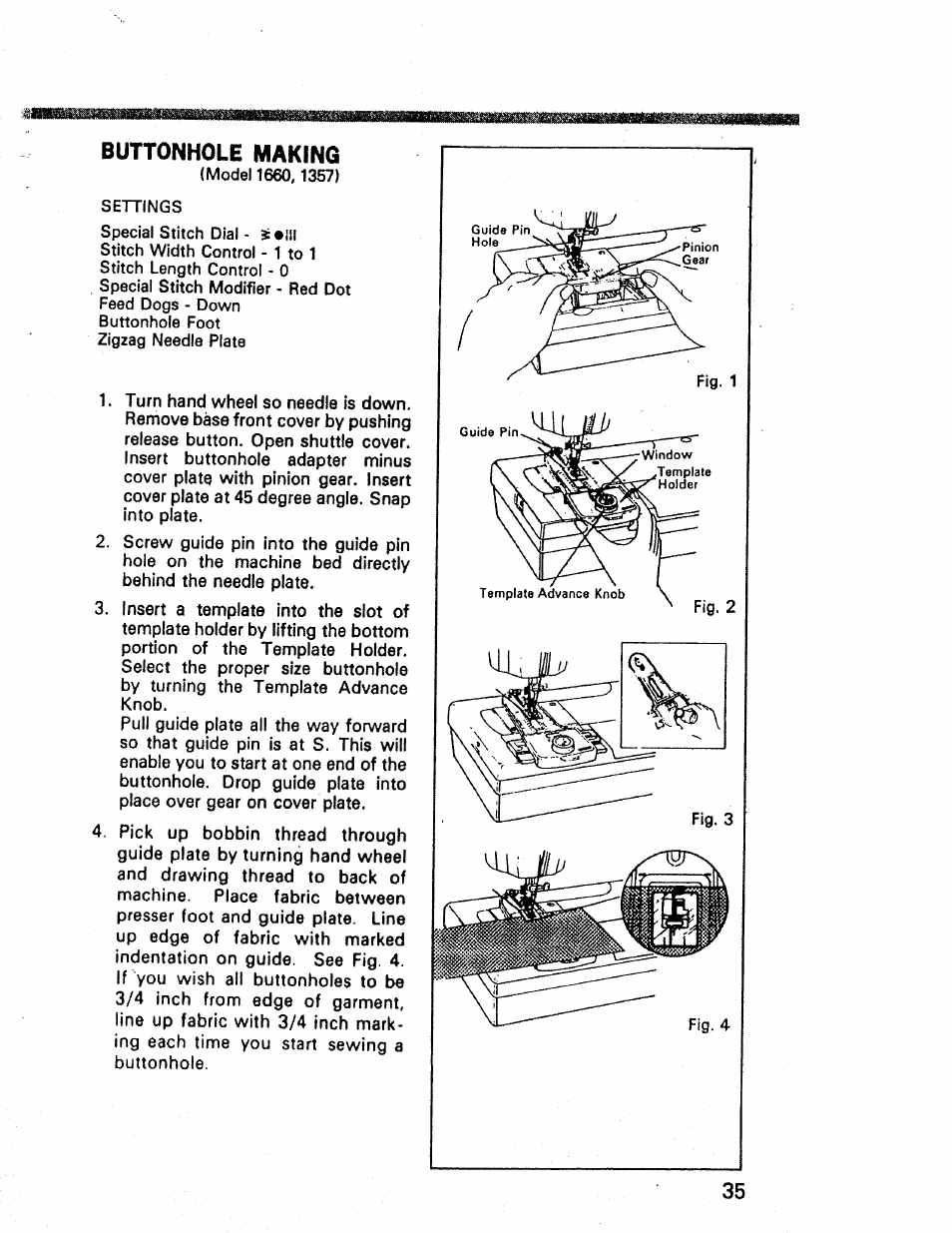 Buttonhole making | Kenmore 1660 User Manual | Page 36 / 51