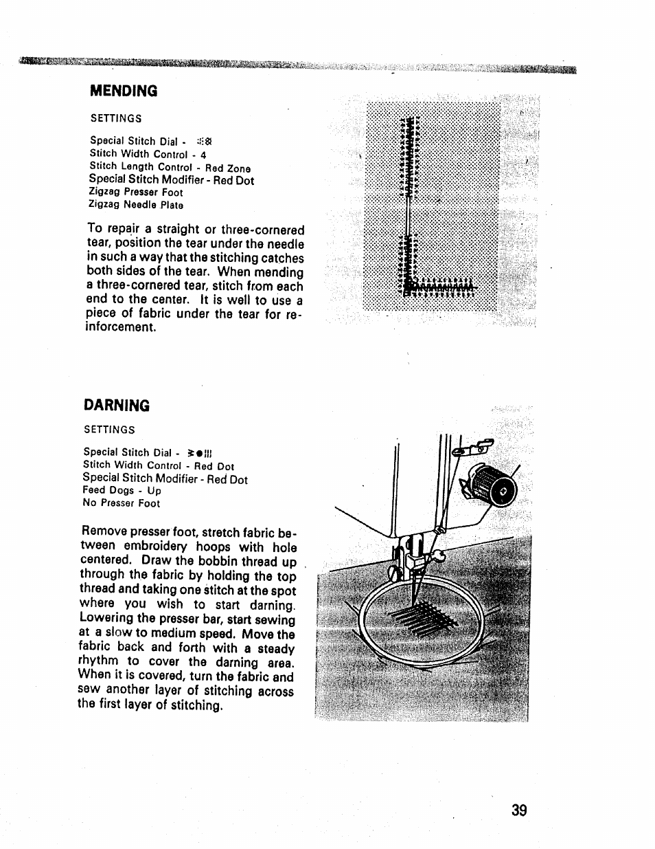 Mendinq, Darning, Liillilli iill | Kenmore 1660 User Manual | Page 40 / 51