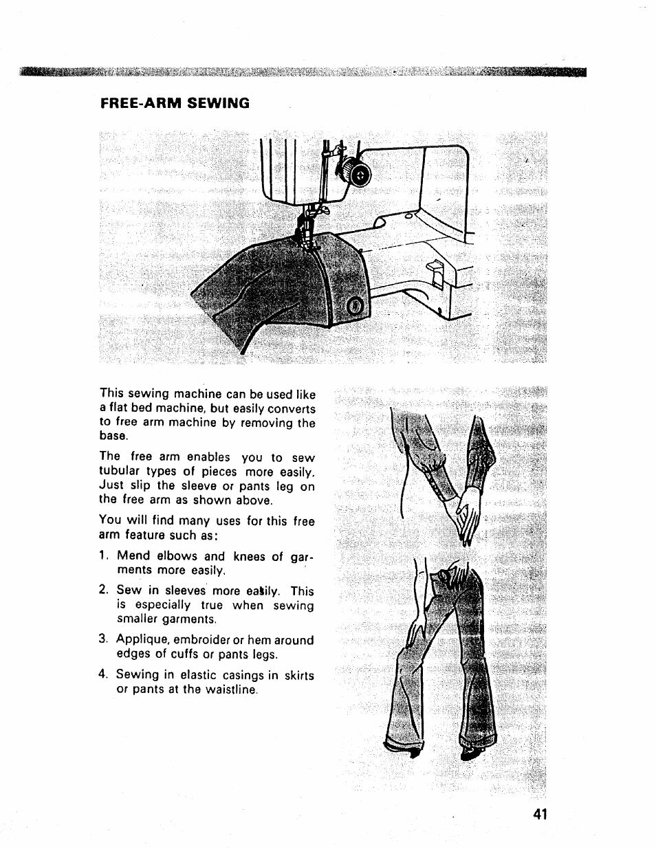 Free-arm sewing | Kenmore 1660 User Manual | Page 42 / 51