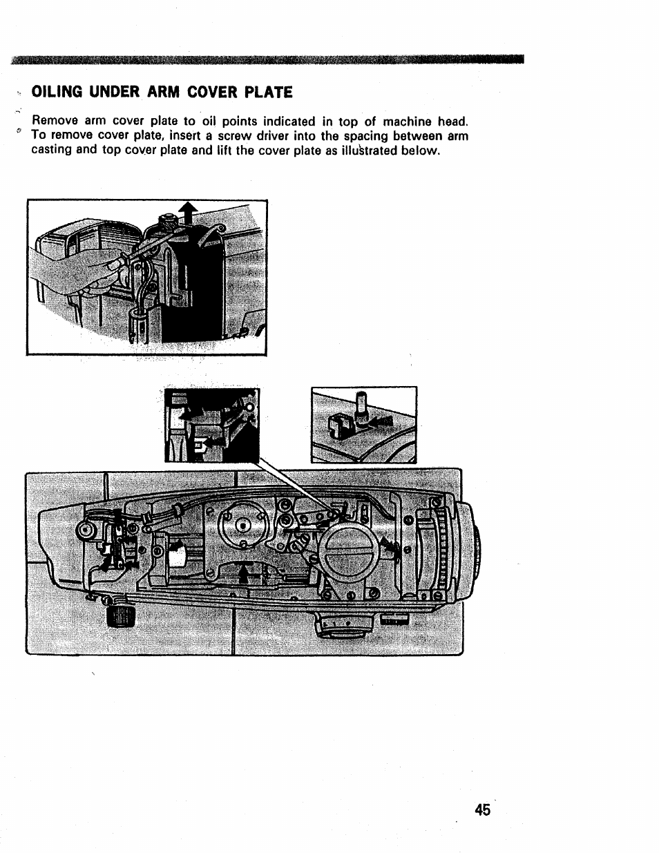 Oiling under arm cover plate | Kenmore 1660 User Manual | Page 46 / 51