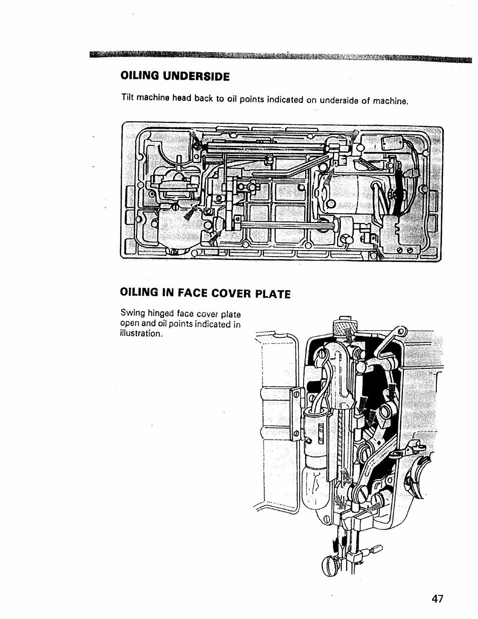 Oiling in face cover plate | Kenmore 1660 User Manual | Page 48 / 51