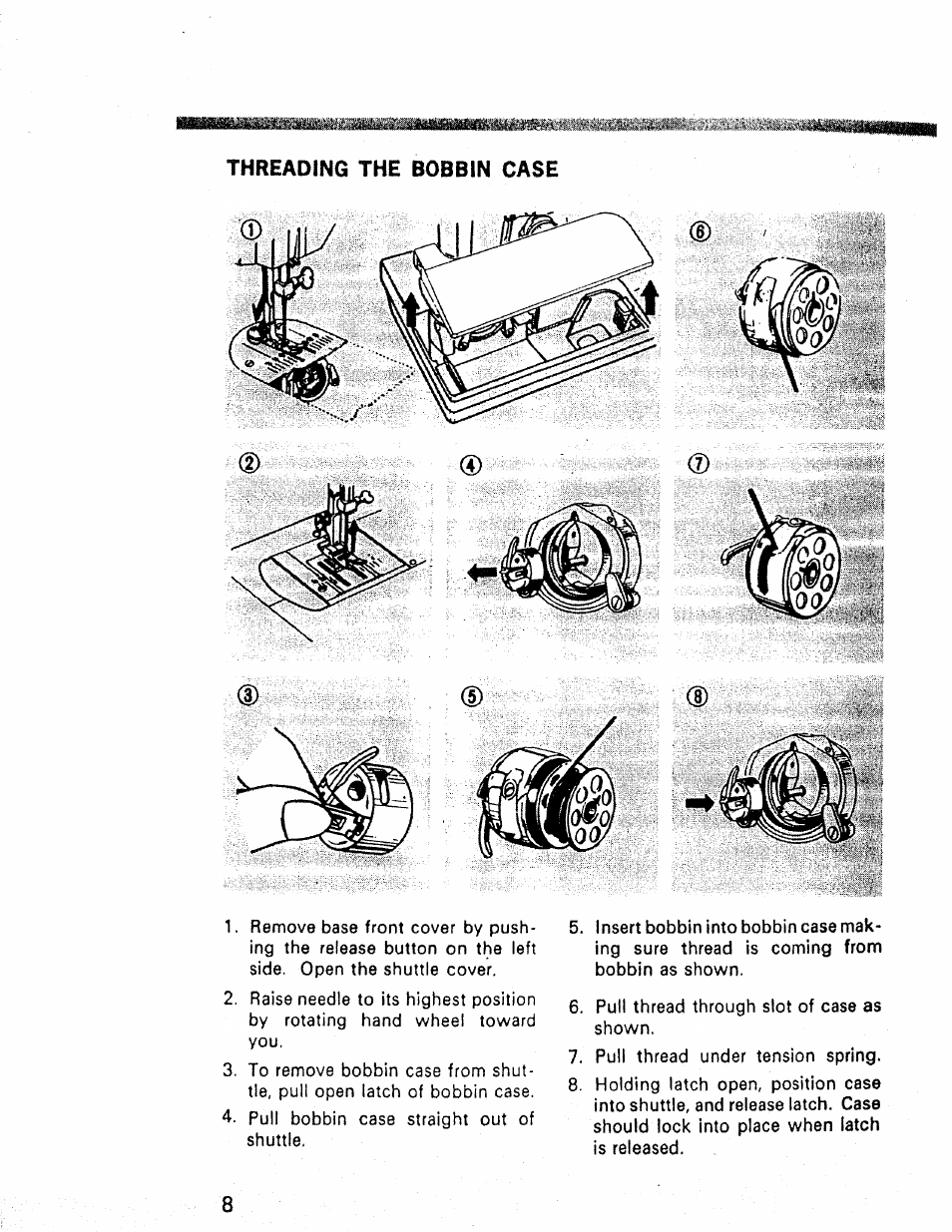 Threading the bobbin case | Kenmore 1660 User Manual | Page 9 / 51