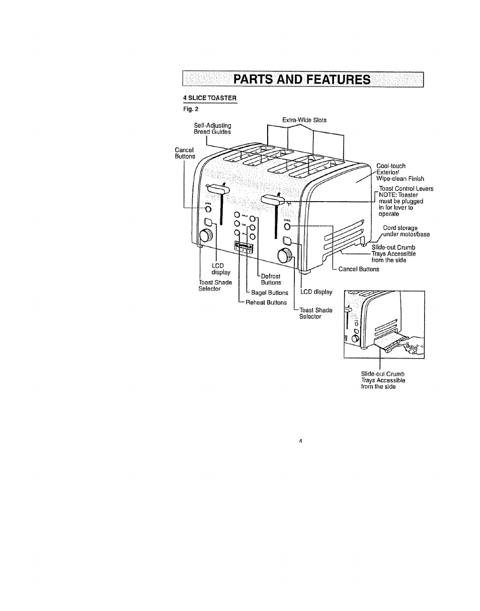 Parts and features | Kenmore 100.90003 User Manual | Page 4 / 8