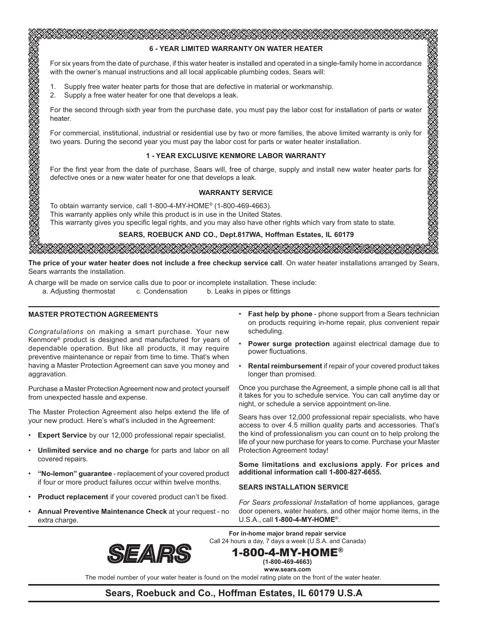 800-4-my-home | Kenmore POWER MISER 153.326265 User Manual | Page 28 / 28