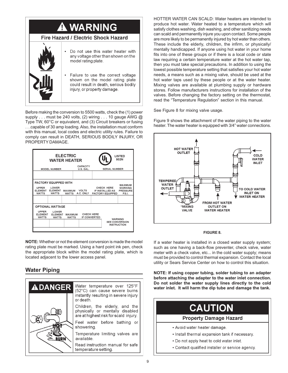 Water piping | Kenmore POWER MISER 153.326265 User Manual | Page 9 / 28