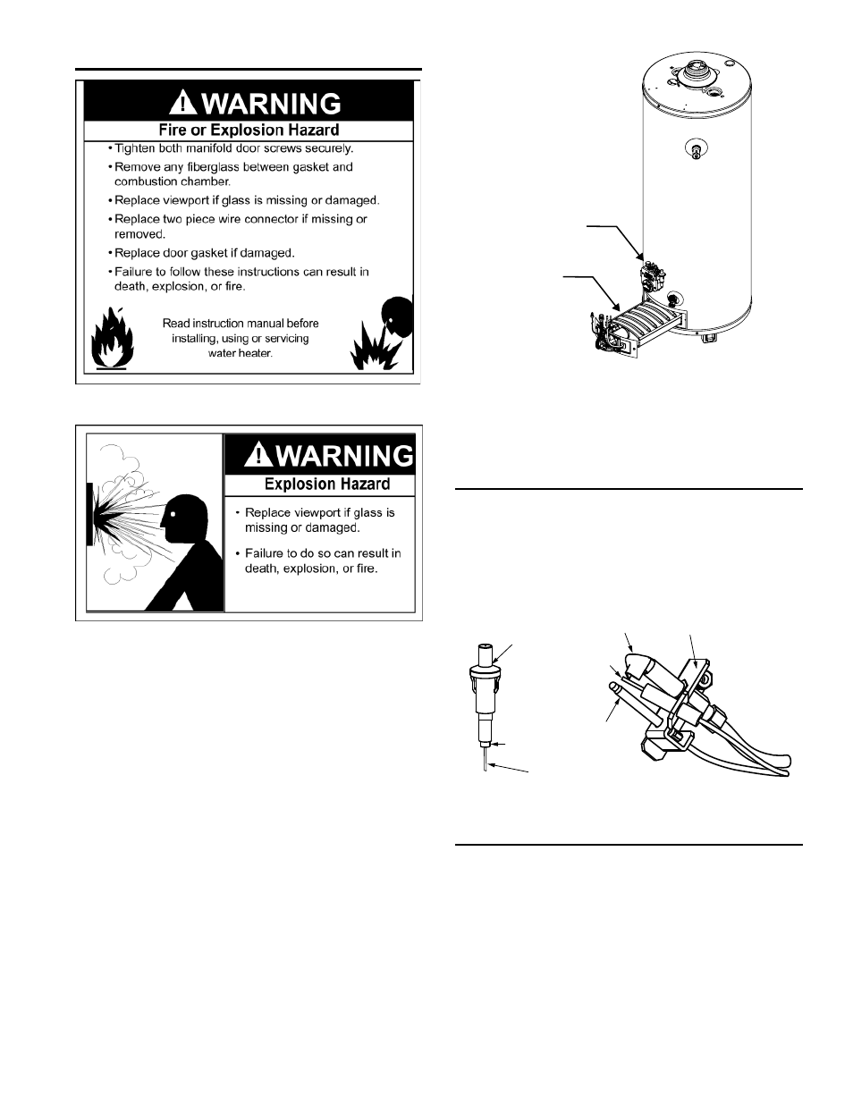 Replacing the burner door assembly, Piezoelectric igniter system, Testing the igniter system | Kenmore Power Miser 9 Gas Water Heater 153.33096 User Manual | Page 23 / 32