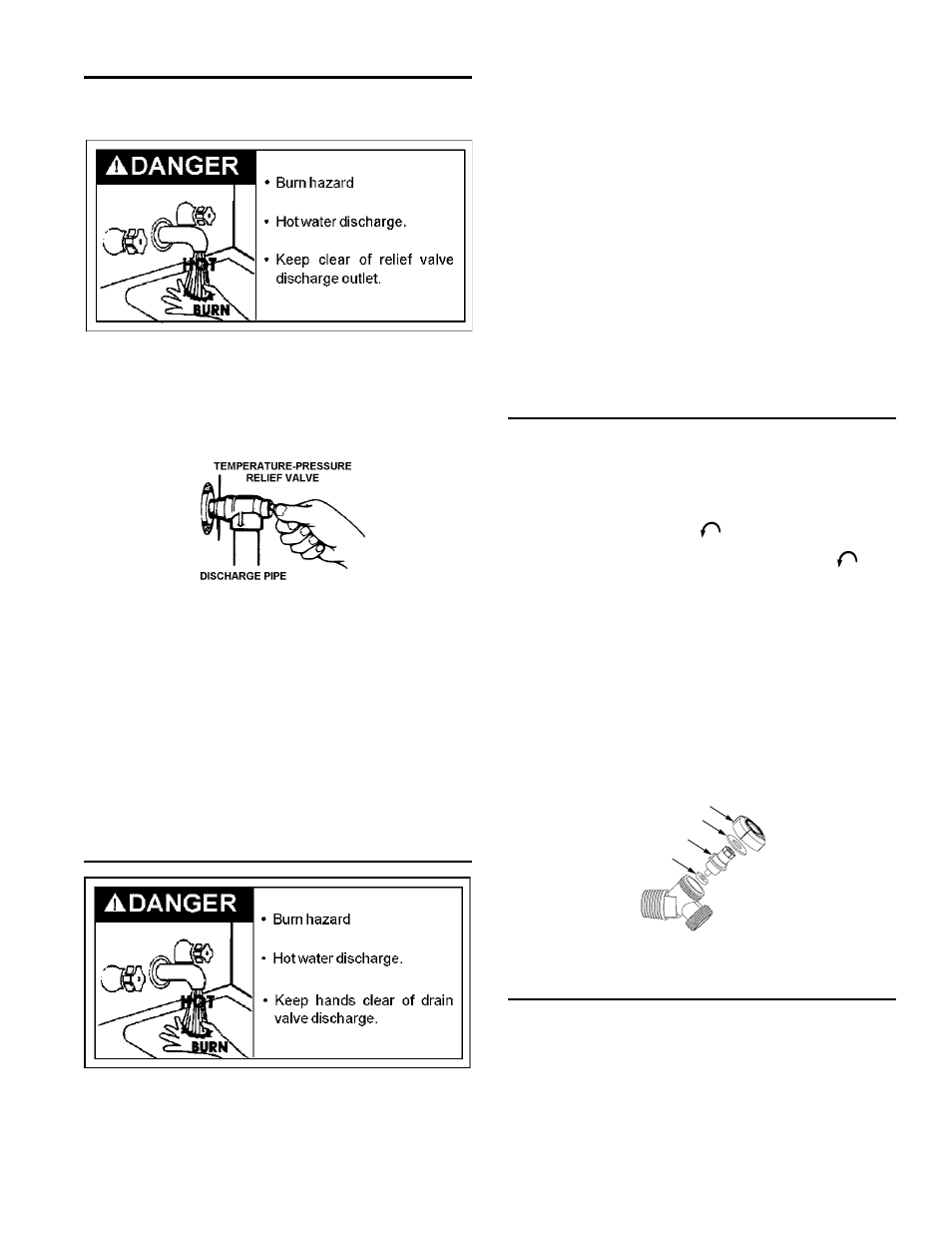 Temperature-pressure relief valve operation, Draining, Drain valve washer replacement | Service | Kenmore Power Miser 9 Gas Water Heater 153.33096 User Manual | Page 25 / 32