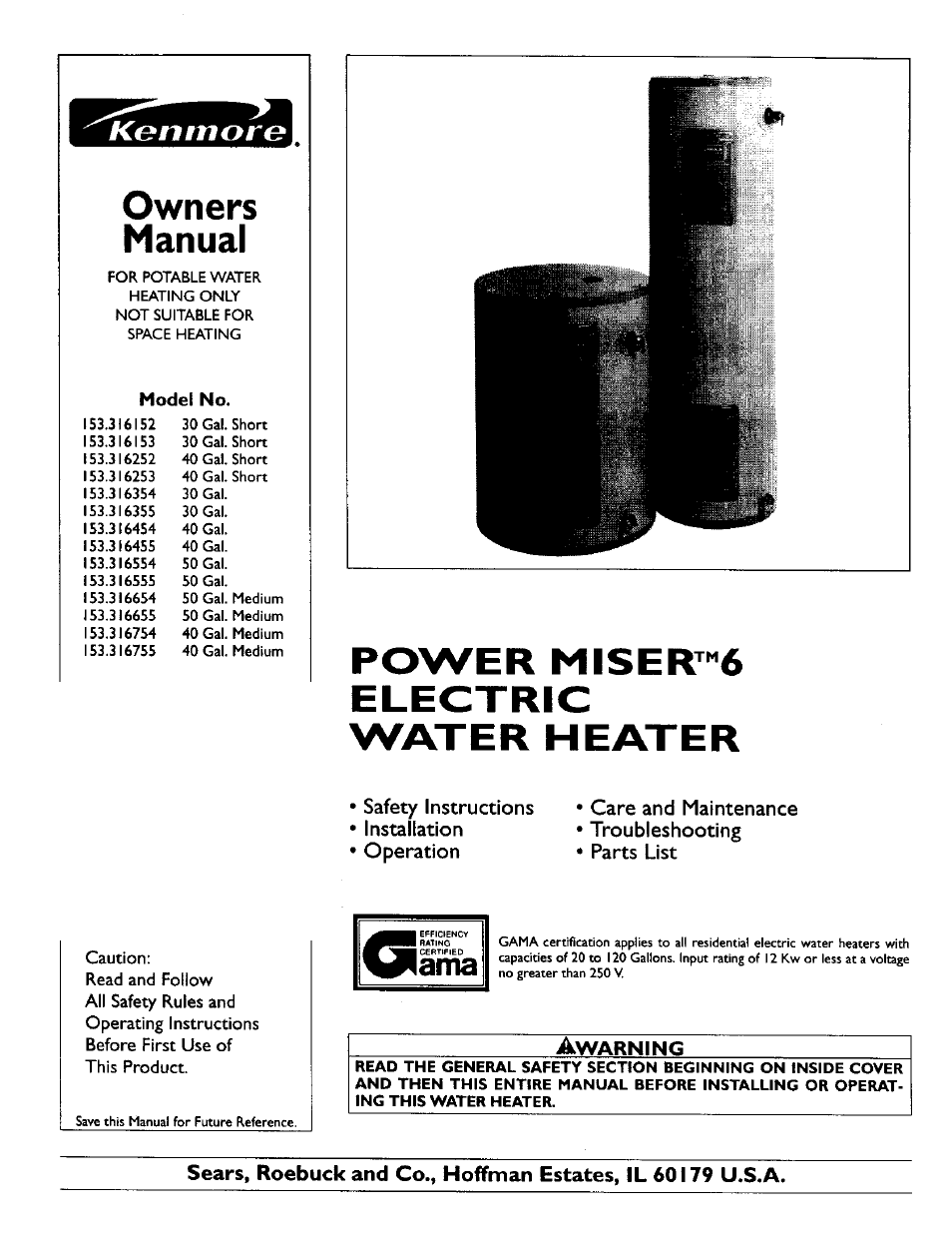 Kenmore POWER MISER 153.316555 User Manual | 32 pages