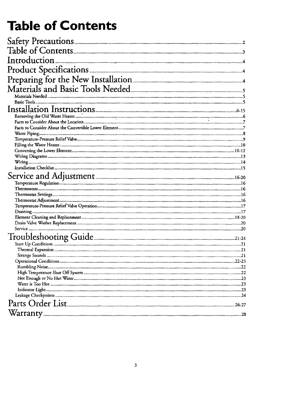 Kenmore POWER MISER 153.320390 HT 30 GAL User Manual | Page 3 / 28