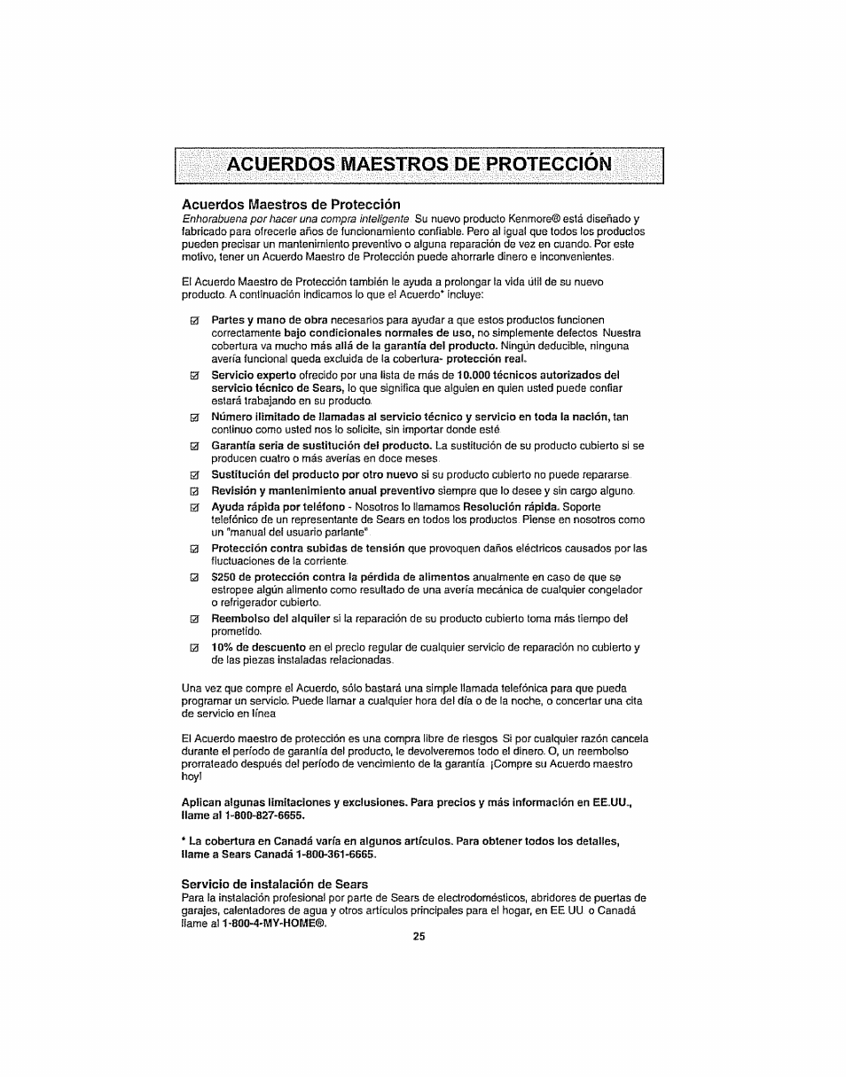 Acuerdos maestros de proteccion, Acuerdos maestros de protección | Kenmore ASPIRADORA 116.29914 User Manual | Page 51 / 52