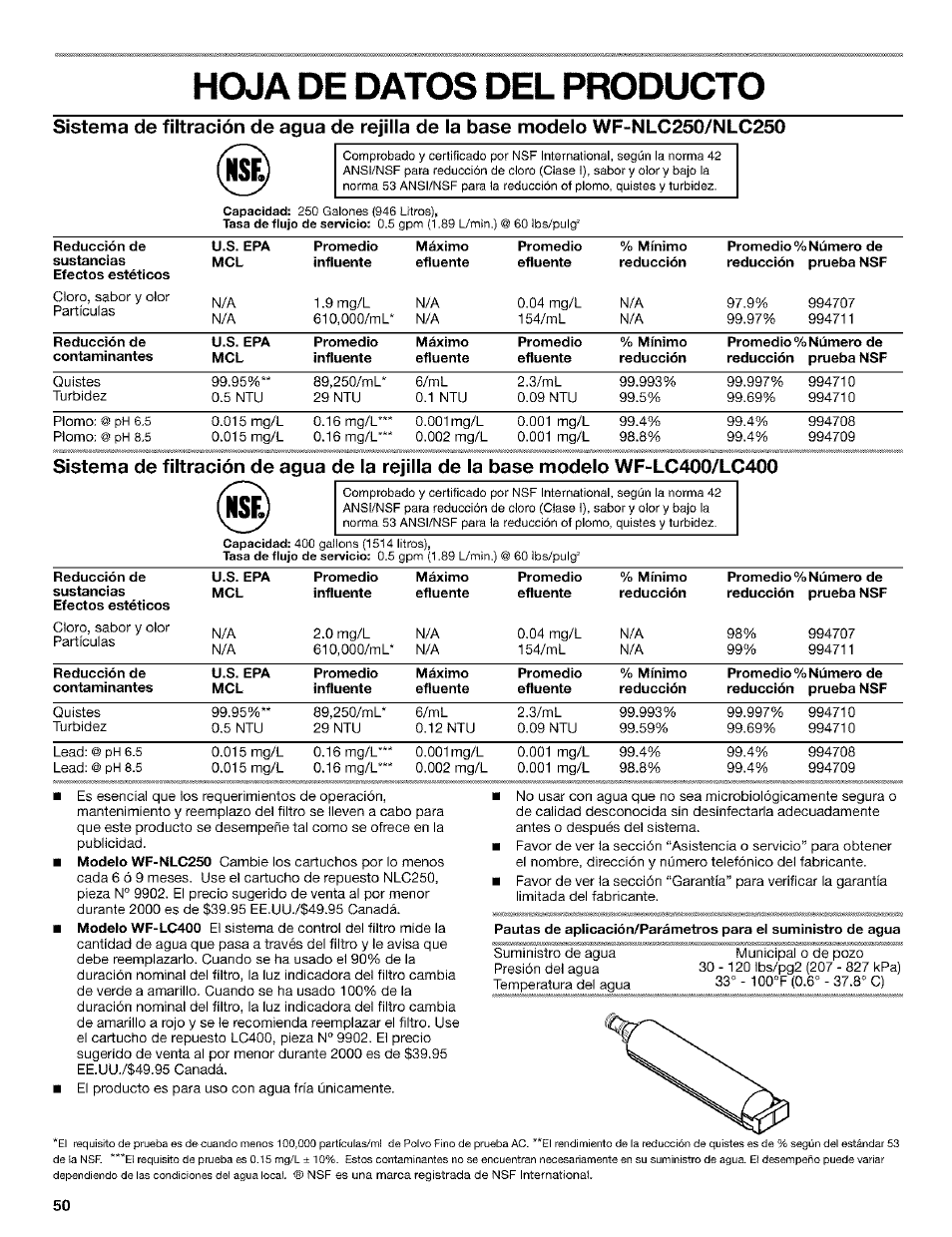 Hoja de datos del producto | Kenmore Coldspot 106 User Manual | Page 50 / 76