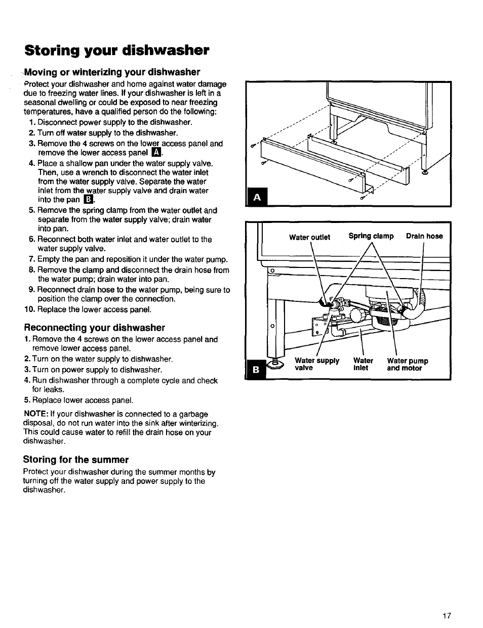 Storing your dishwasher | Kenmore 16791 User Manual | Page 18 / 25