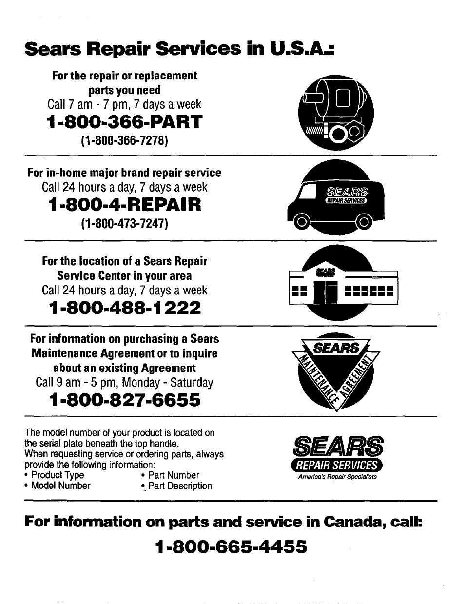 Sears repair services in u.s.a | Kenmore 16791 User Manual | Page 24 / 25