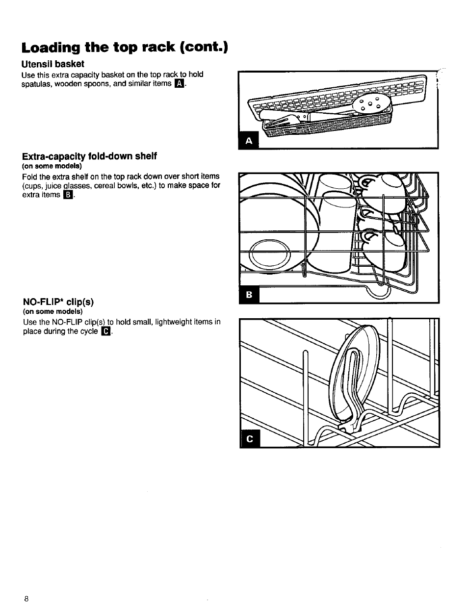 Loading the top rack (cont.) | Kenmore 16791 User Manual | Page 9 / 25