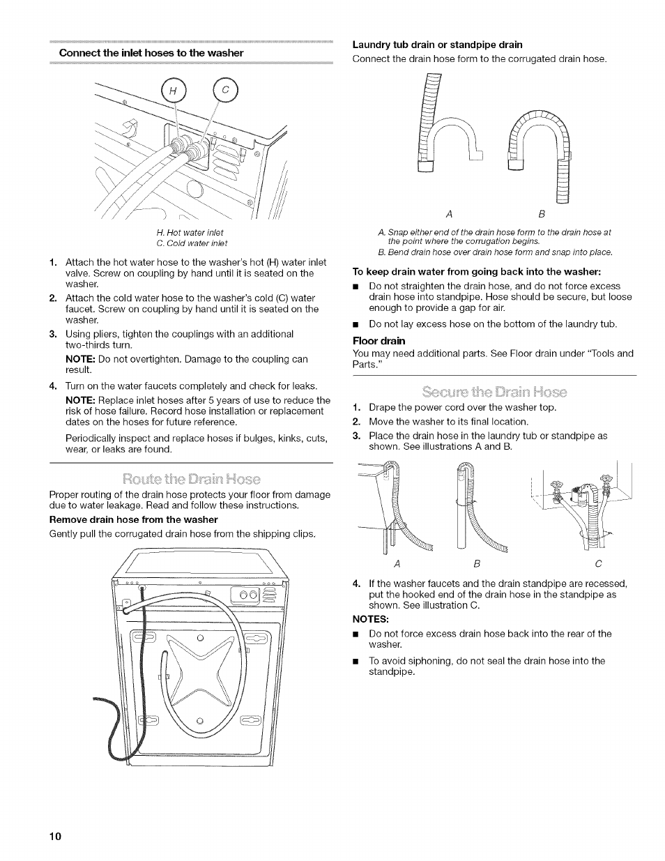 Connect the inlet hoses to the washer | Kenmore HE2 PLUS User Manual | Page 10 / 80