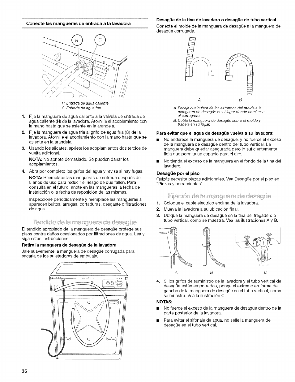 Conecte las mangueras de entrada a la lavadora | Kenmore HE2 PLUS User Manual | Page 36 / 80