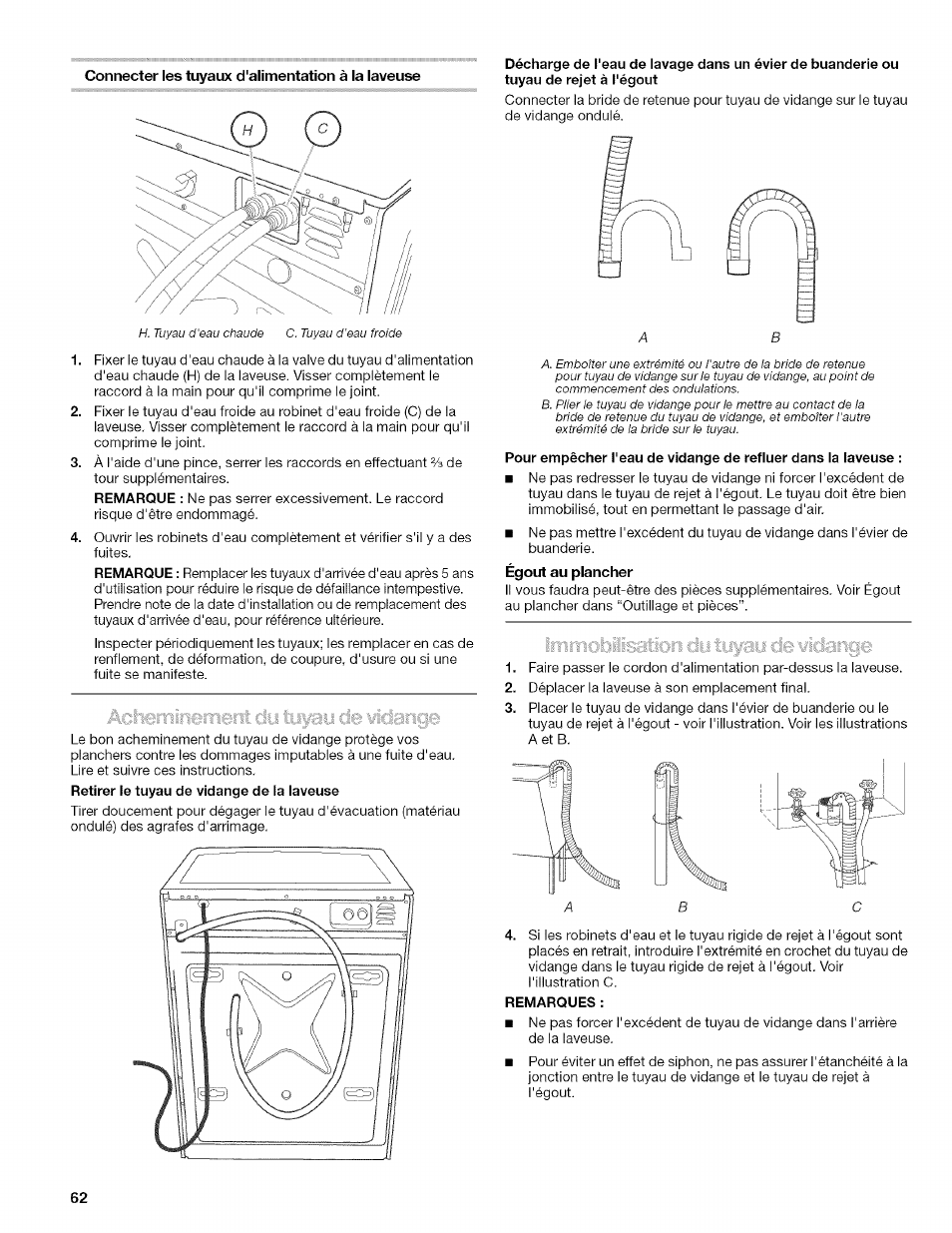 Connecter les tuyaux d'alimentation à la laveuse | Kenmore HE2 PLUS User Manual | Page 62 / 80