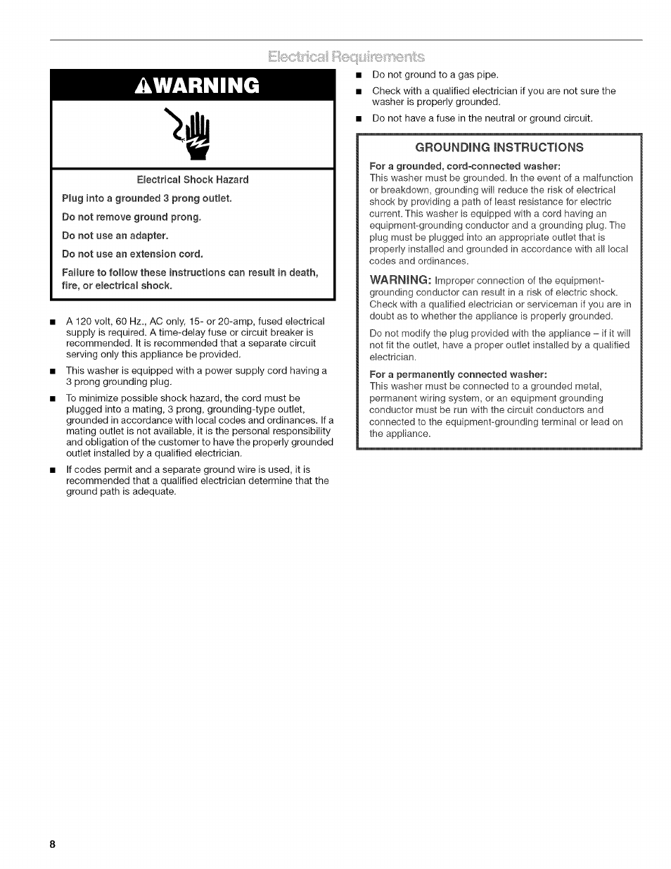 A warning | Kenmore HE2 PLUS User Manual | Page 8 / 80