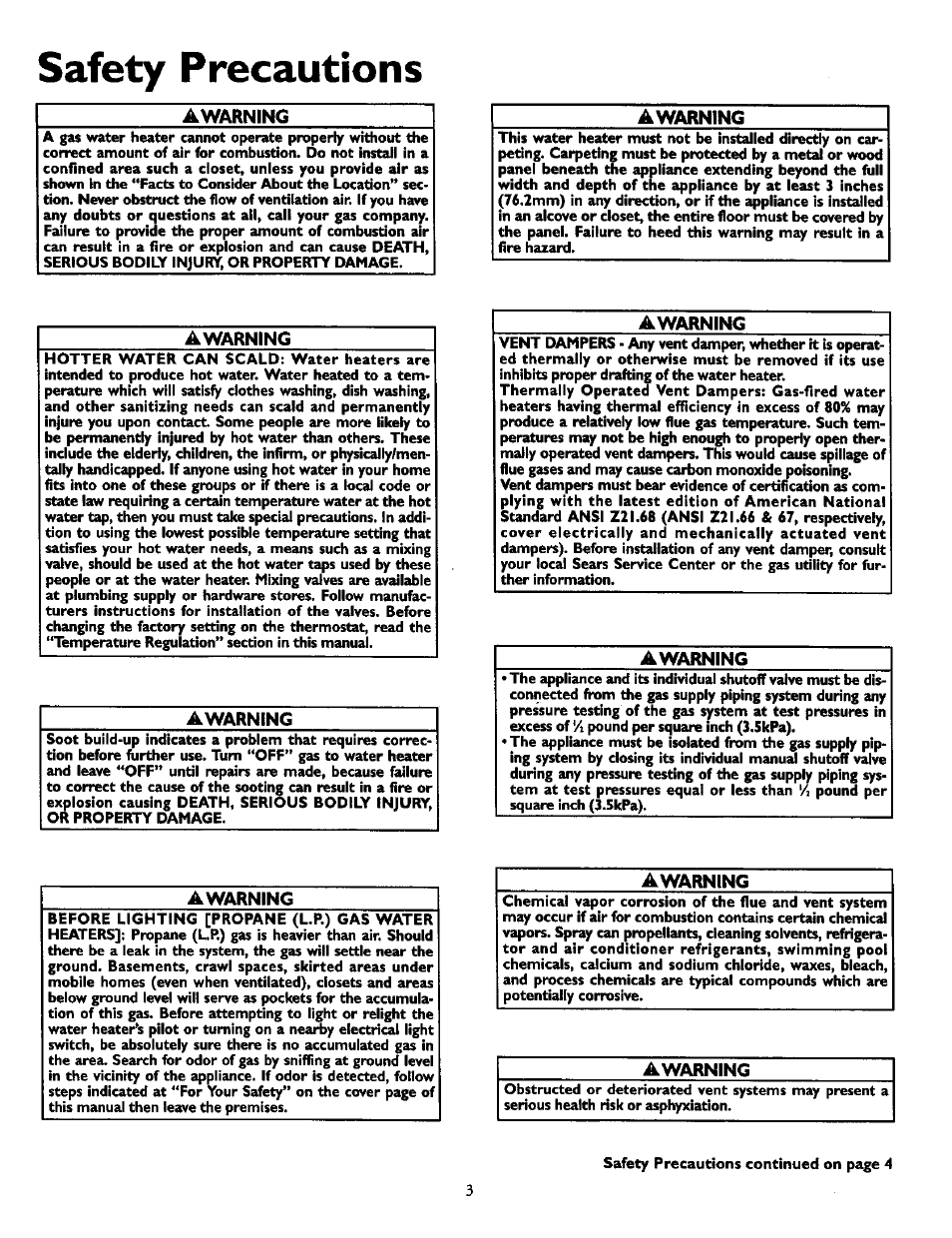 Awarning, Safety precautions | Kenmore POWER MISER 153.330551 User Manual | Page 3 / 28