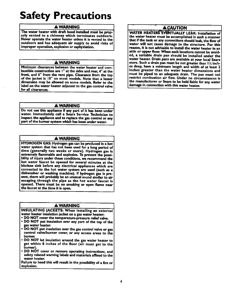 Awarning, Safety precautions, Acaution | Kenmore POWER MISER 153.330551 User Manual | Page 4 / 28