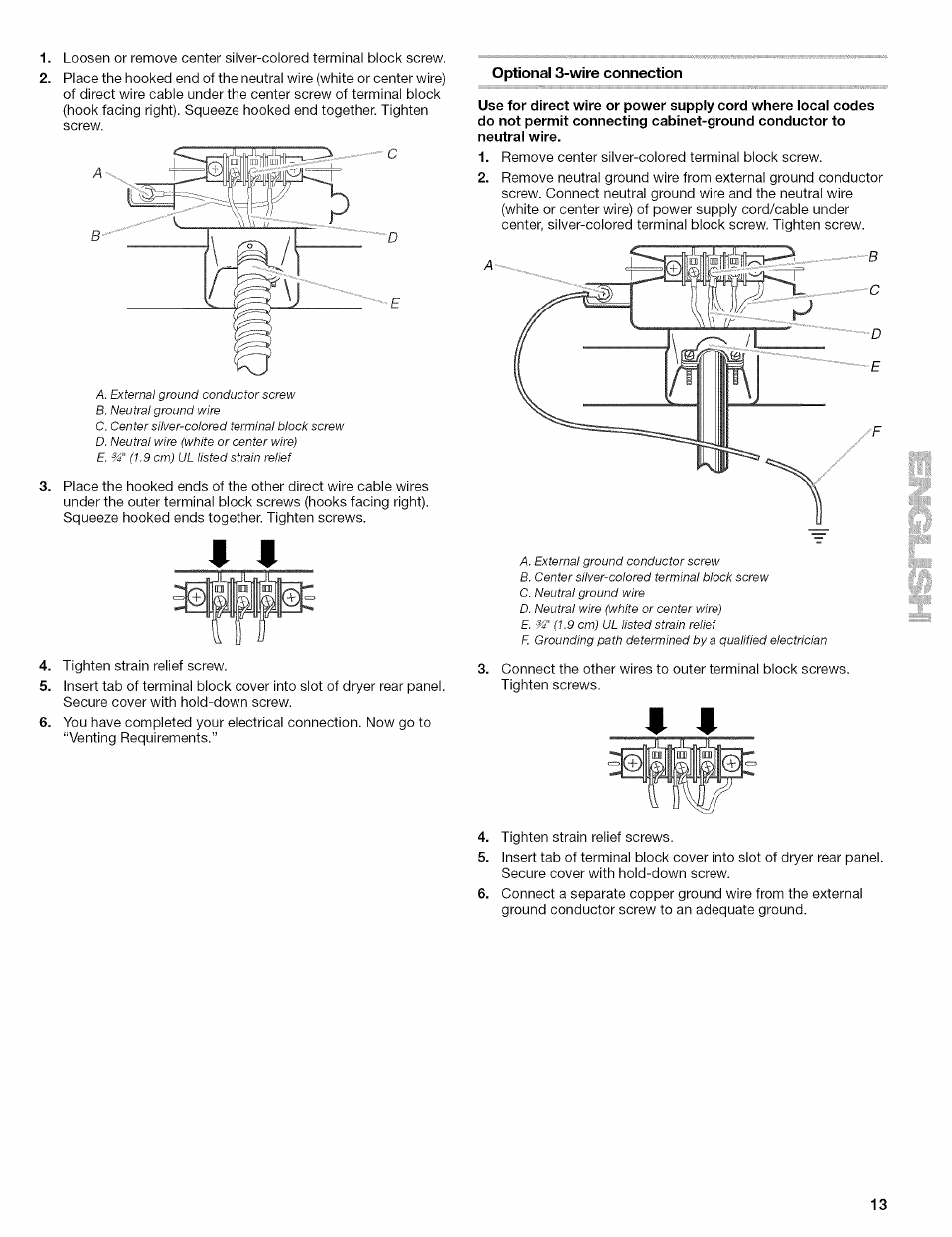 Optional 3-wire connection | Kenmore 110.8509# User Manual | Page 13 / 60