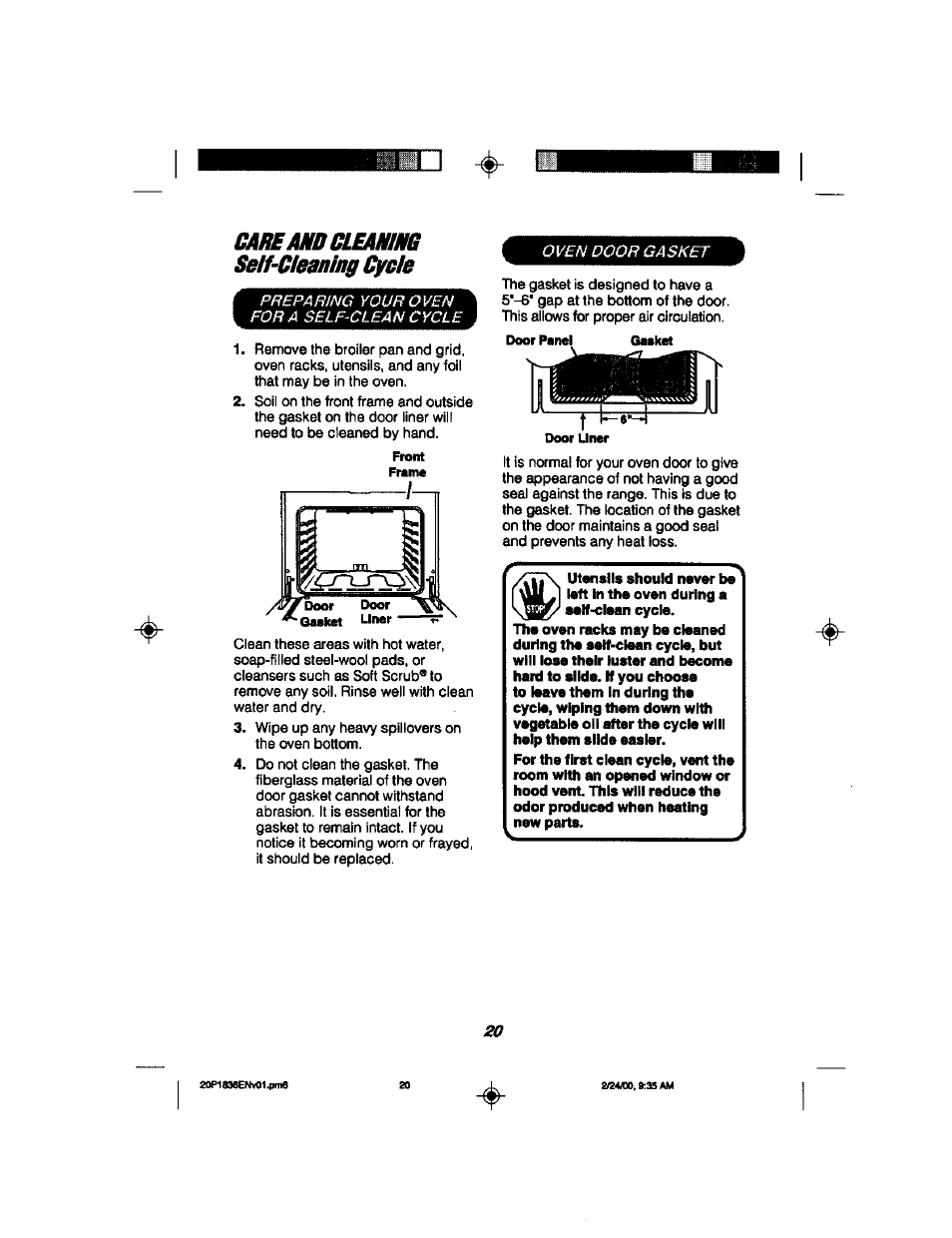 Care amd cleamme, Self-cleaning cycle, Kiwi | Kenmore 911.93508 User Manual | Page 20 / 34