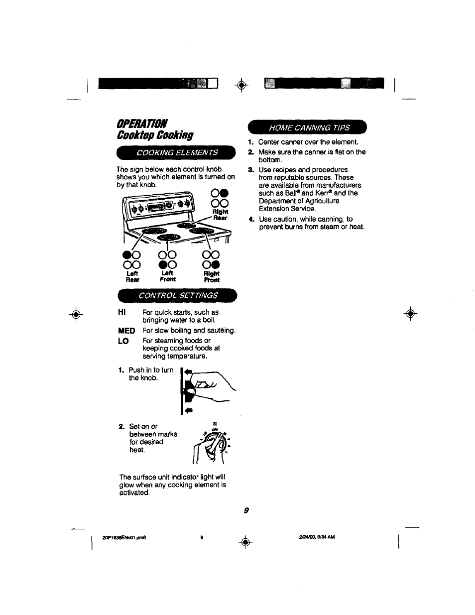 Cooktop cooking | Kenmore 911.93508 User Manual | Page 9 / 34