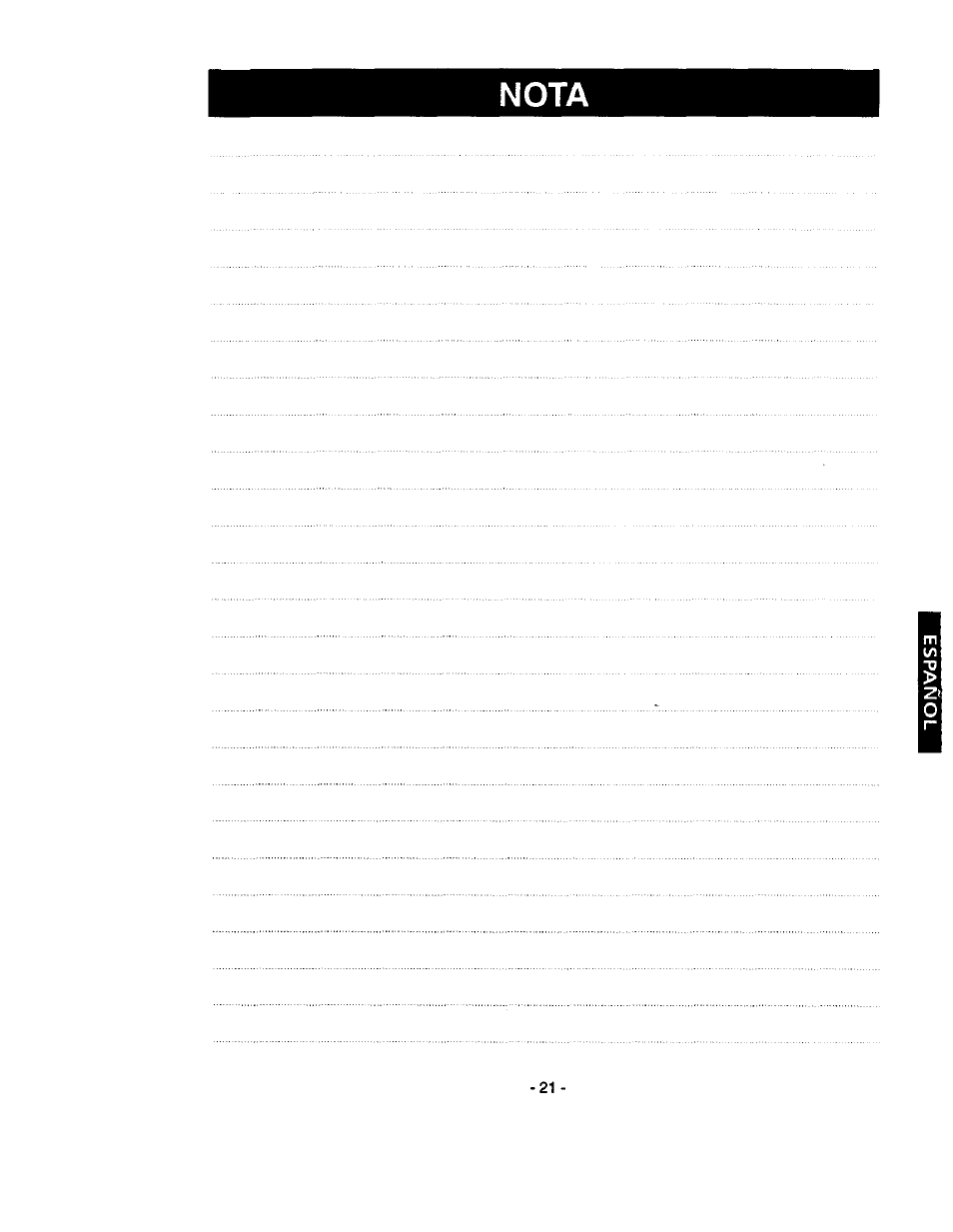 Nota | Kenmore 580.53301 User Manual | Page 21 / 24