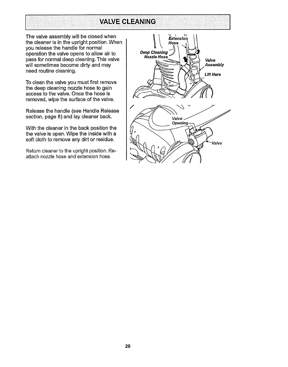 Valve cleaning | Kenmore 116.32734 User Manual | Page 20 / 23