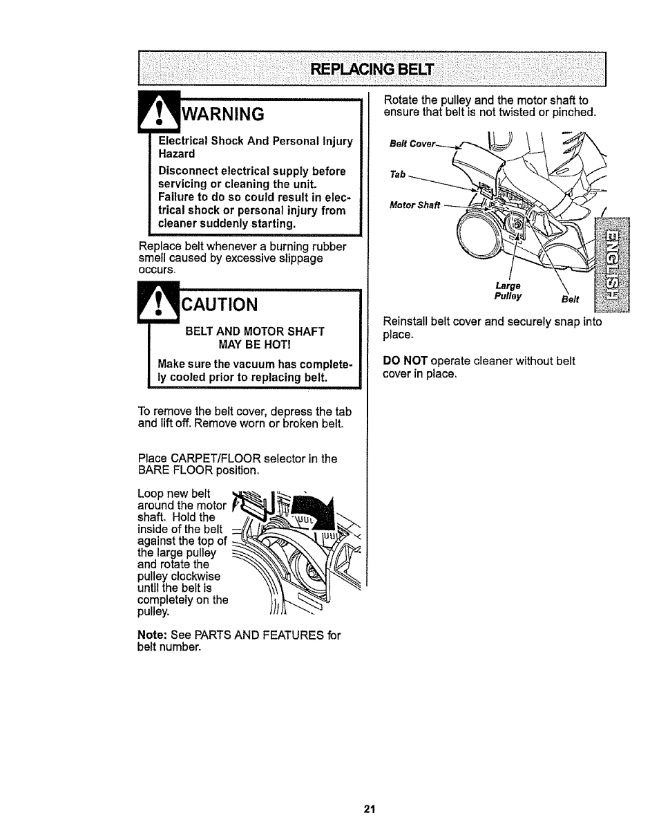 Warning, Caution | Kenmore 116.32734 User Manual | Page 21 / 23