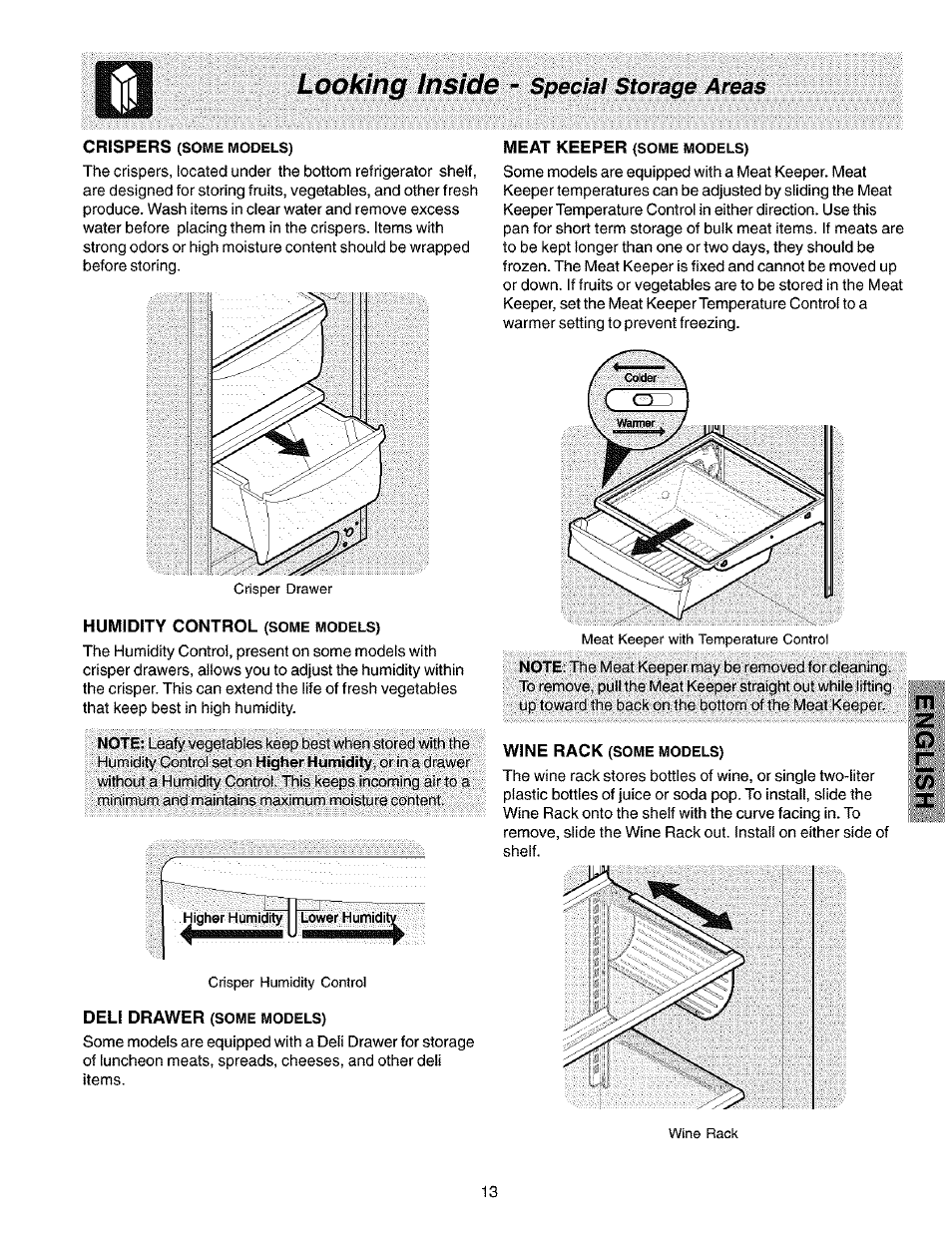 Looking inside, Special storage агшш | Kenmore 25353222301 User Manual | Page 13 / 25