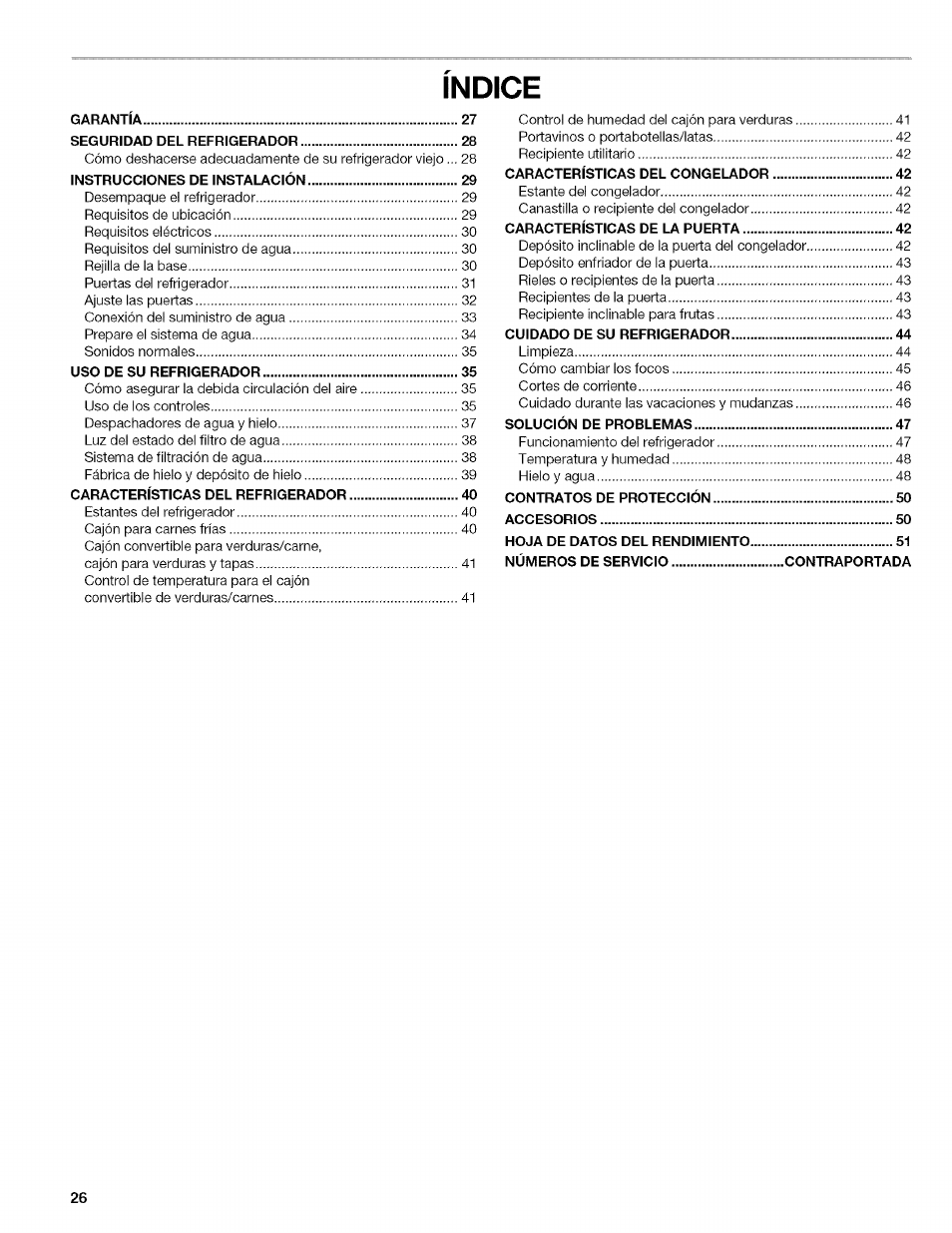 Indice | Kenmore 10657034601 User Manual | Page 26 / 80