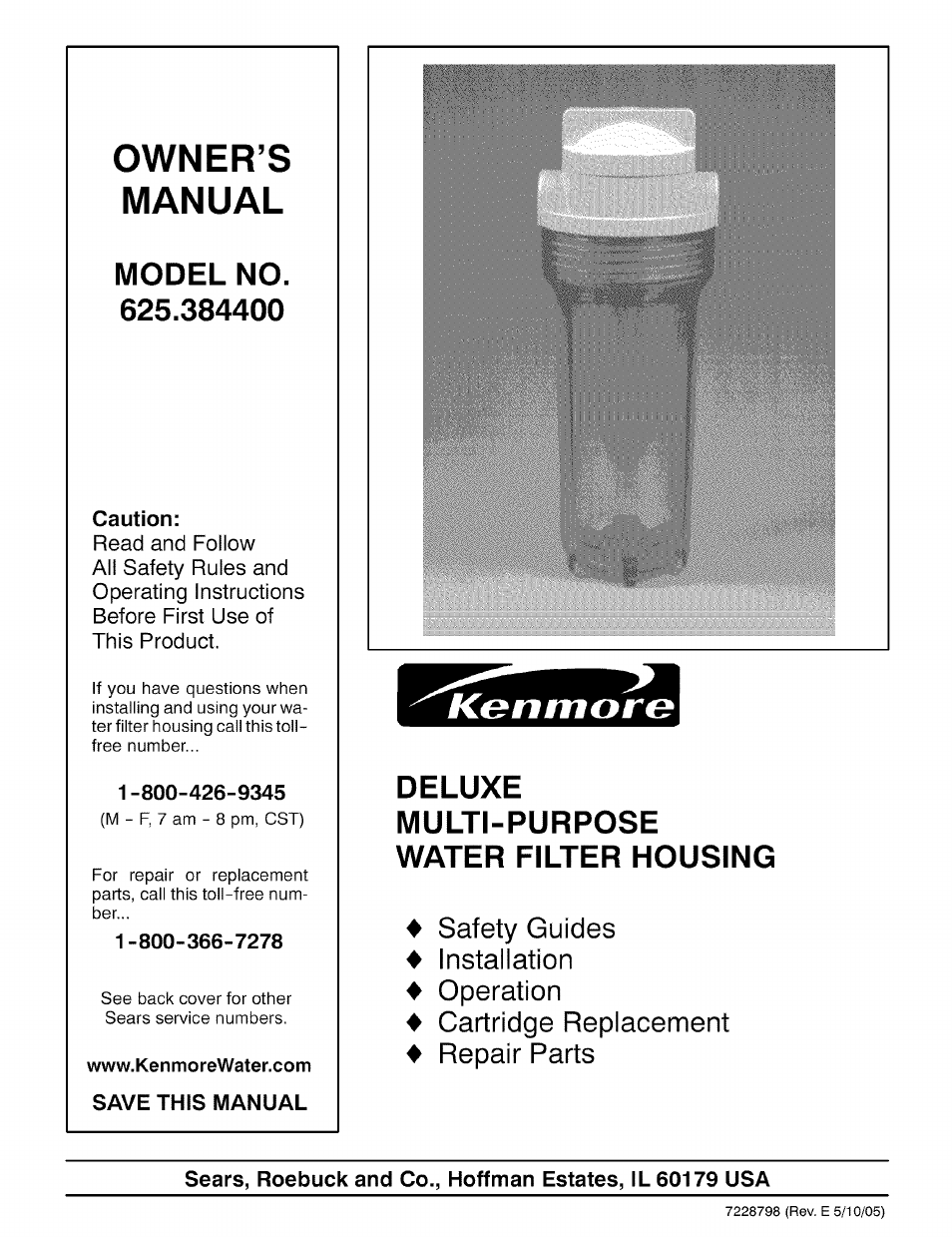 Kenmore DELUXE 625.3844 User Manual | 12 pages