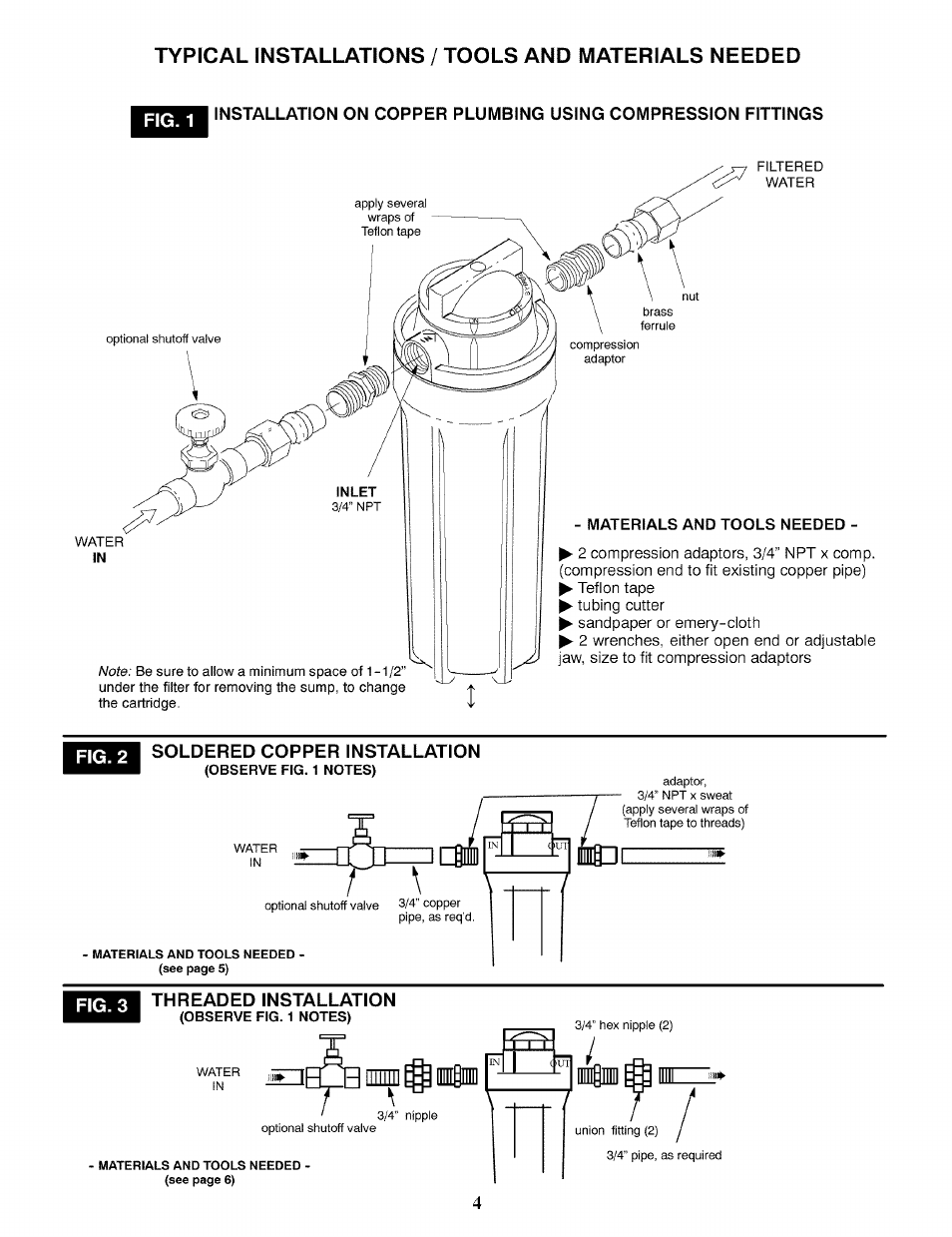 Typical installations / tools and materials needed | Kenmore DELUXE 625.3844 User Manual | Page 4 / 12