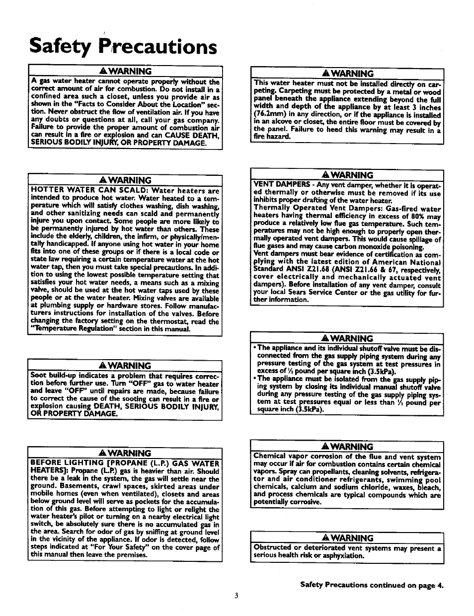 Awarning, Safety precautions | Kenmore 153.337613 User Manual | Page 3 / 36